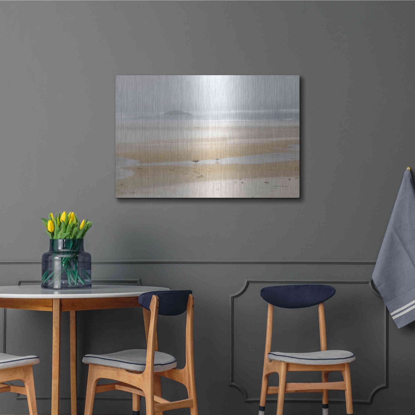 Luxe Metal Art 'Cold Beach I' by Debra Van Swearingen, Metal Wall Art,36x24