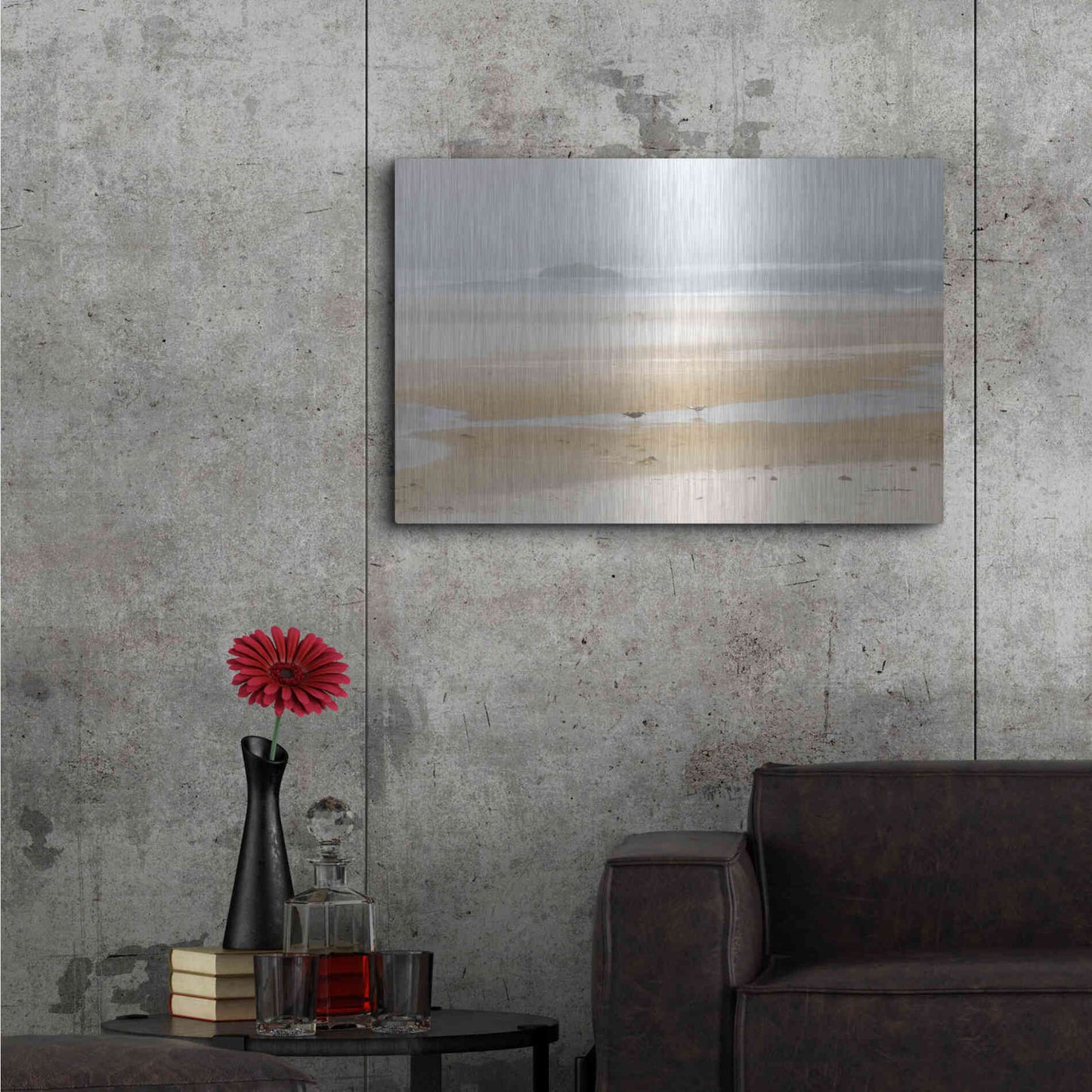 Luxe Metal Art 'Cold Beach I' by Debra Van Swearingen, Metal Wall Art,36x24