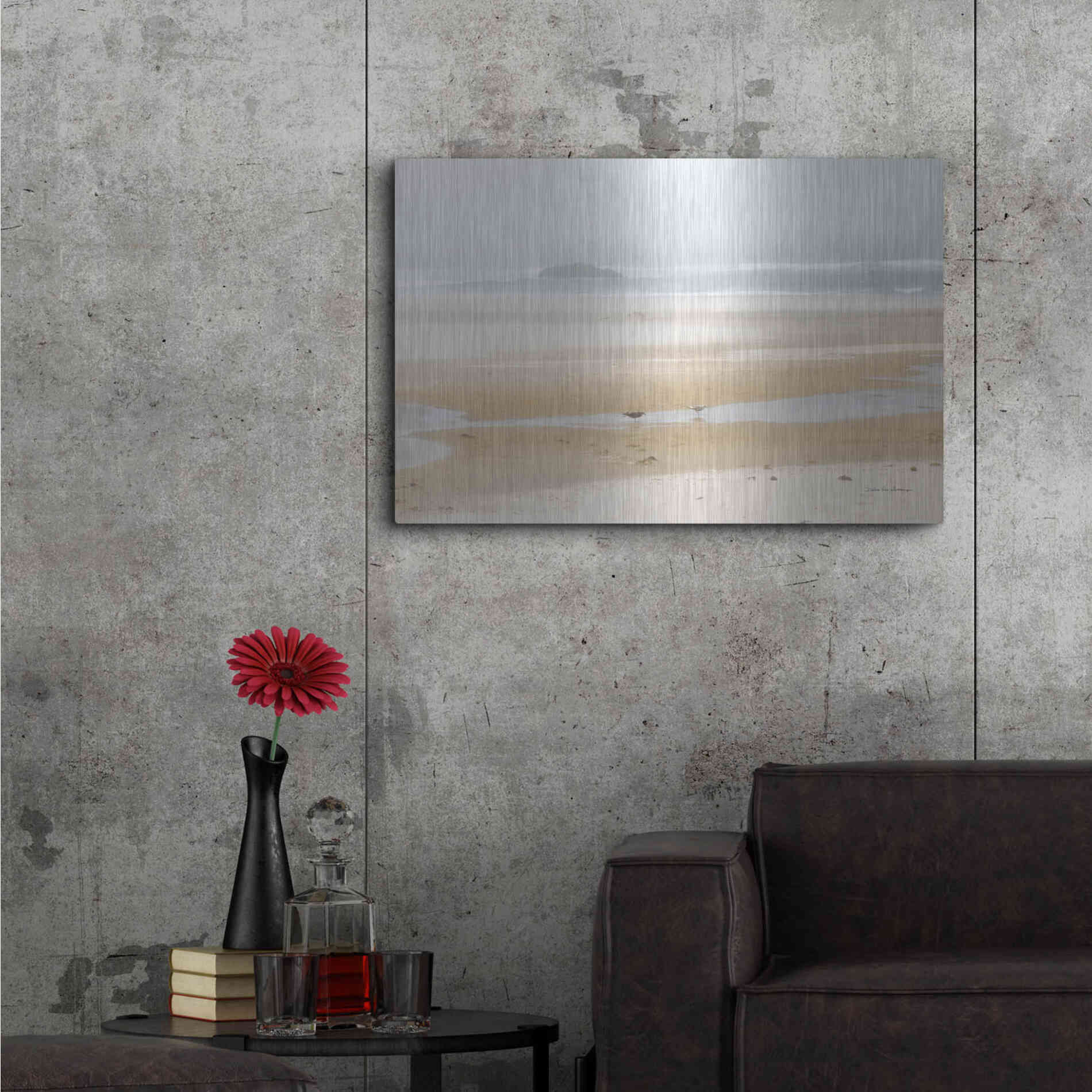 Luxe Metal Art 'Cold Beach I' by Debra Van Swearingen, Metal Wall Art,36x24