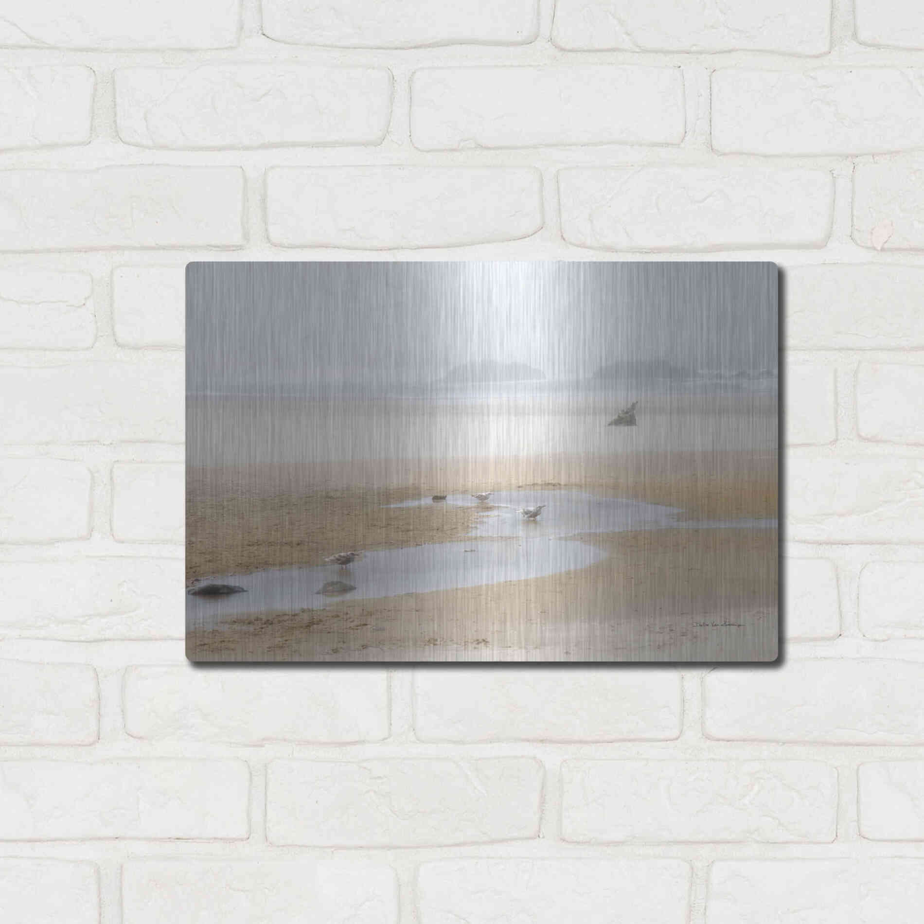Luxe Metal Art 'Cold Beach II' by Debra Van Swearingen, Metal Wall Art,16x12