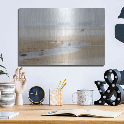 Luxe Metal Art 'Cold Beach II' by Debra Van Swearingen, Metal Wall Art,16x12
