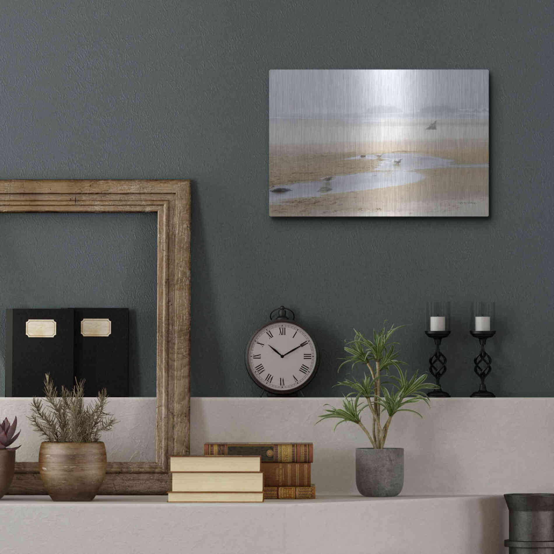 Luxe Metal Art 'Cold Beach II' by Debra Van Swearingen, Metal Wall Art,16x12