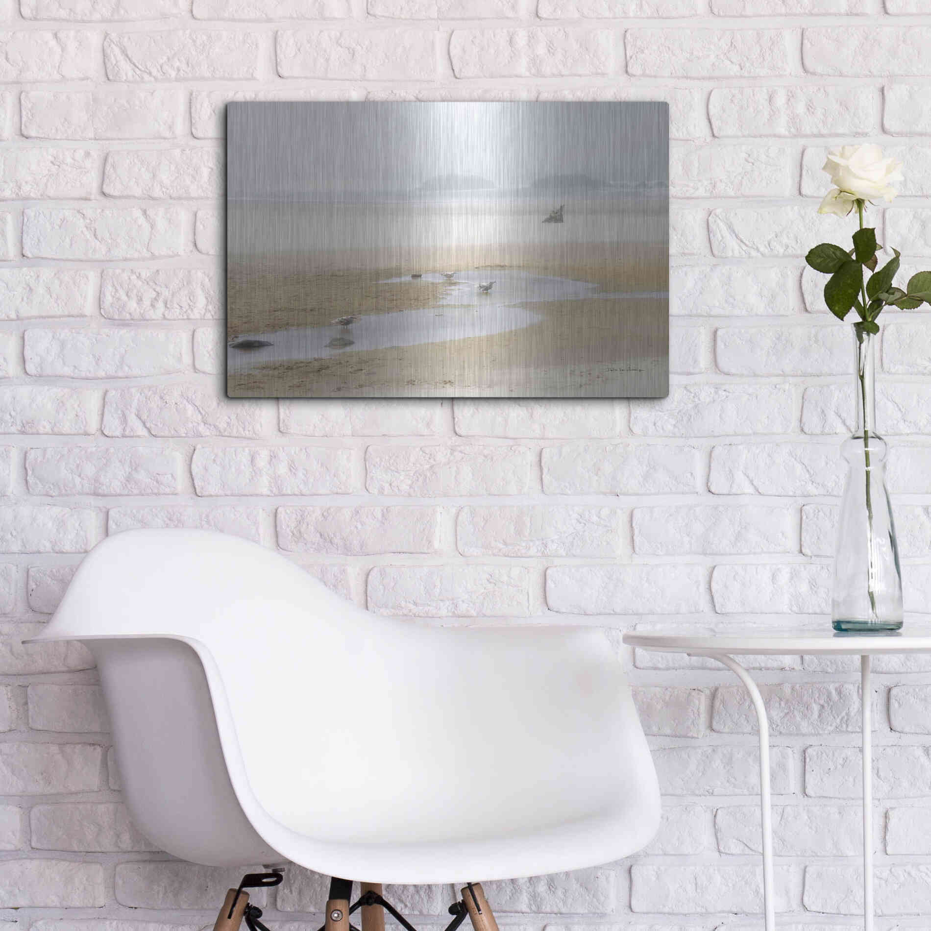 Luxe Metal Art 'Cold Beach II' by Debra Van Swearingen, Metal Wall Art,24x16