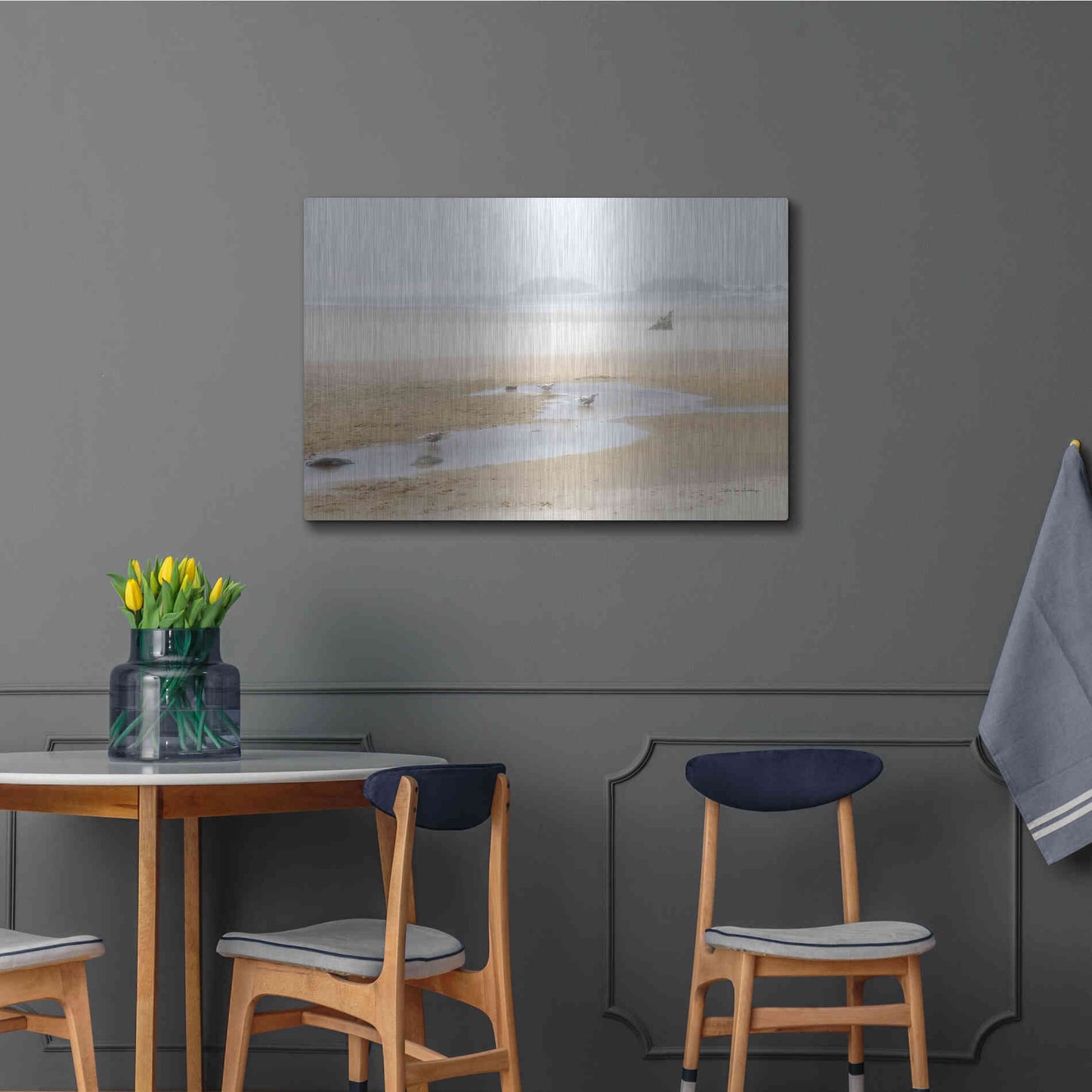 Luxe Metal Art 'Cold Beach II' by Debra Van Swearingen, Metal Wall Art,36x24