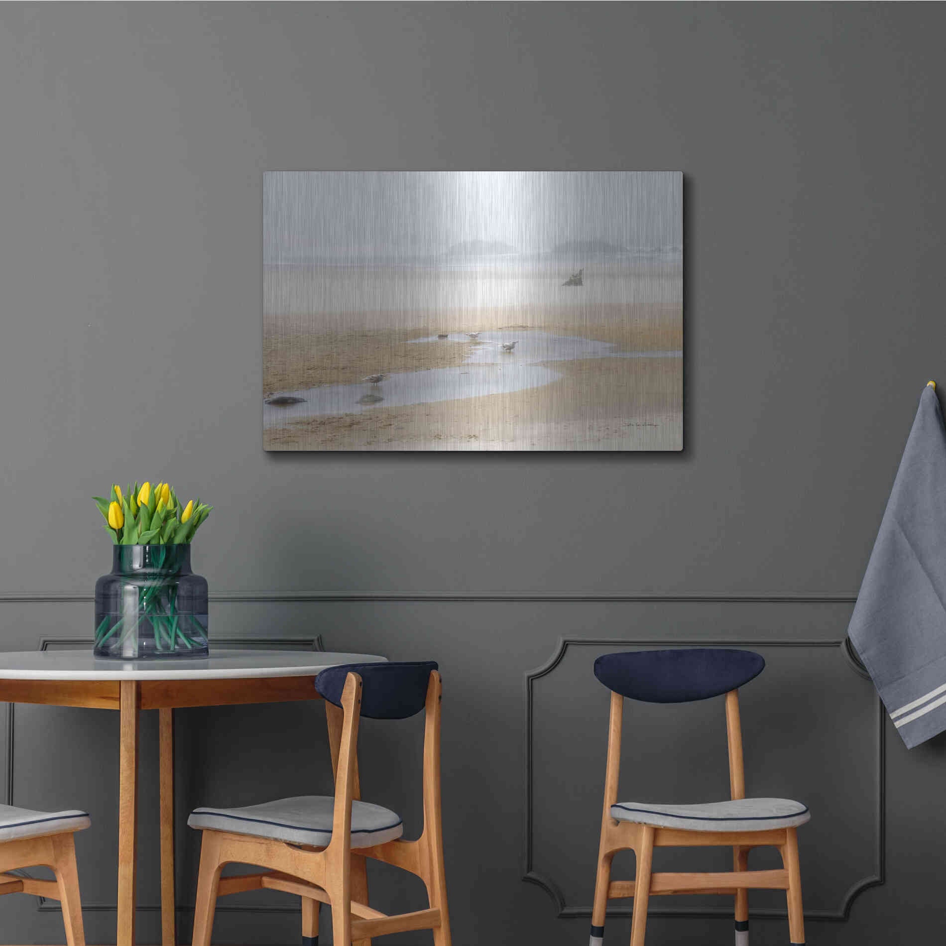 Luxe Metal Art 'Cold Beach II' by Debra Van Swearingen, Metal Wall Art,36x24