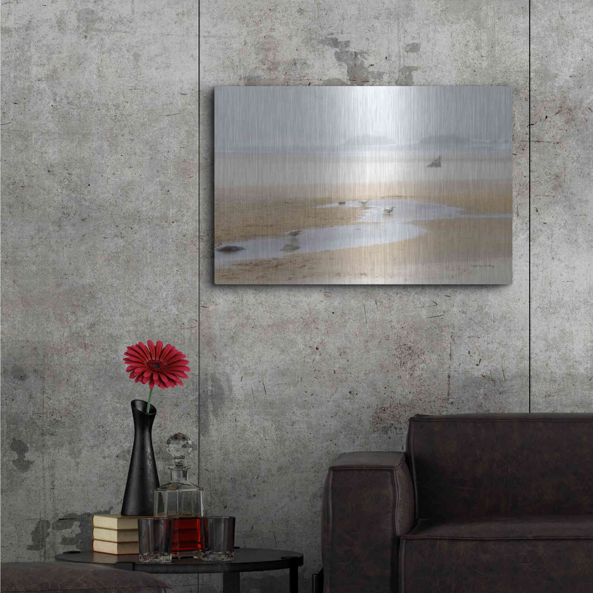 Luxe Metal Art 'Cold Beach II' by Debra Van Swearingen, Metal Wall Art,36x24
