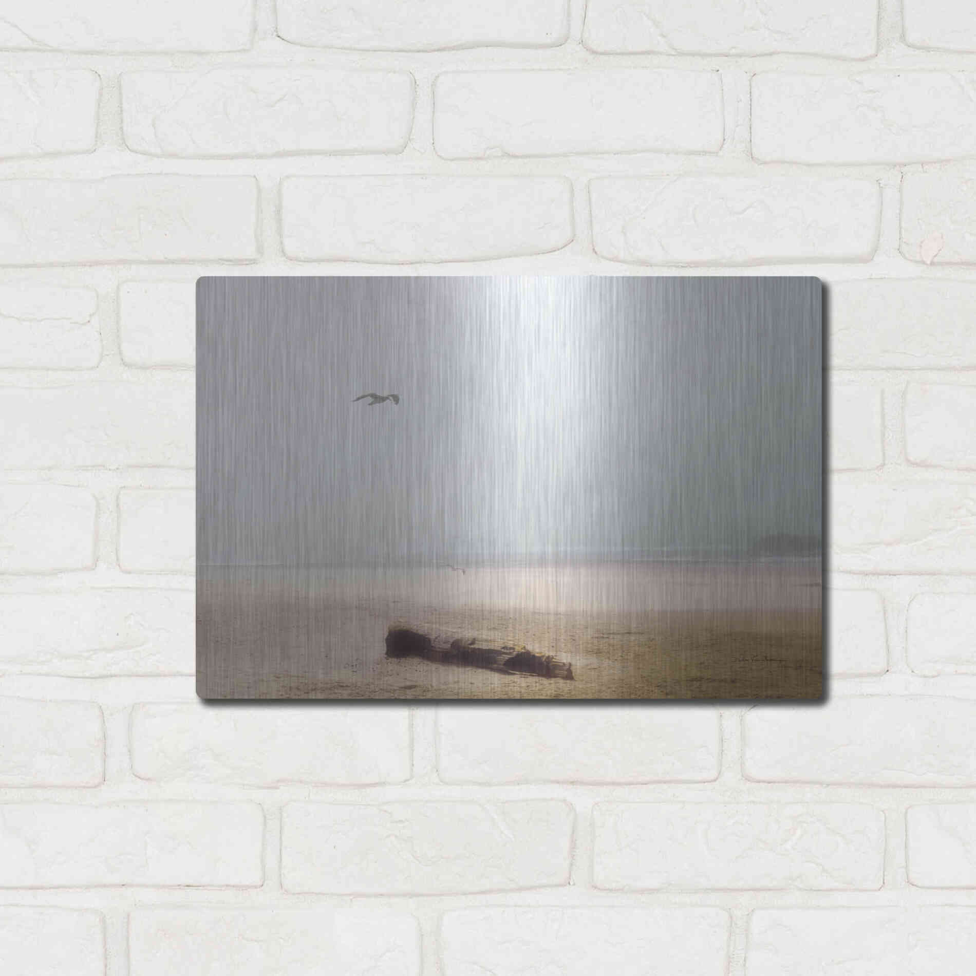 Luxe Metal Art 'Cold Beach III' by Debra Van Swearingen, Metal Wall Art,16x12