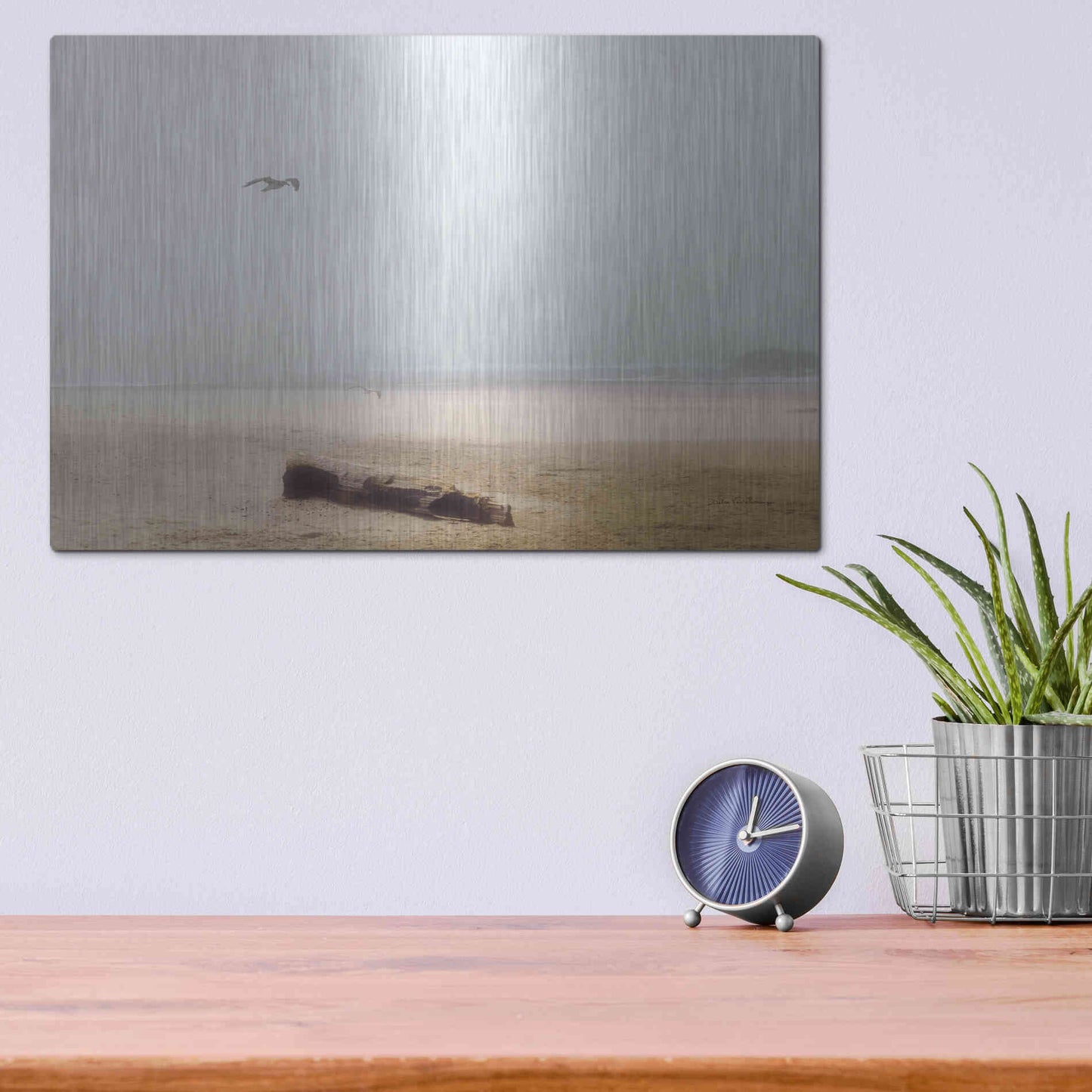 Luxe Metal Art 'Cold Beach III' by Debra Van Swearingen, Metal Wall Art,16x12