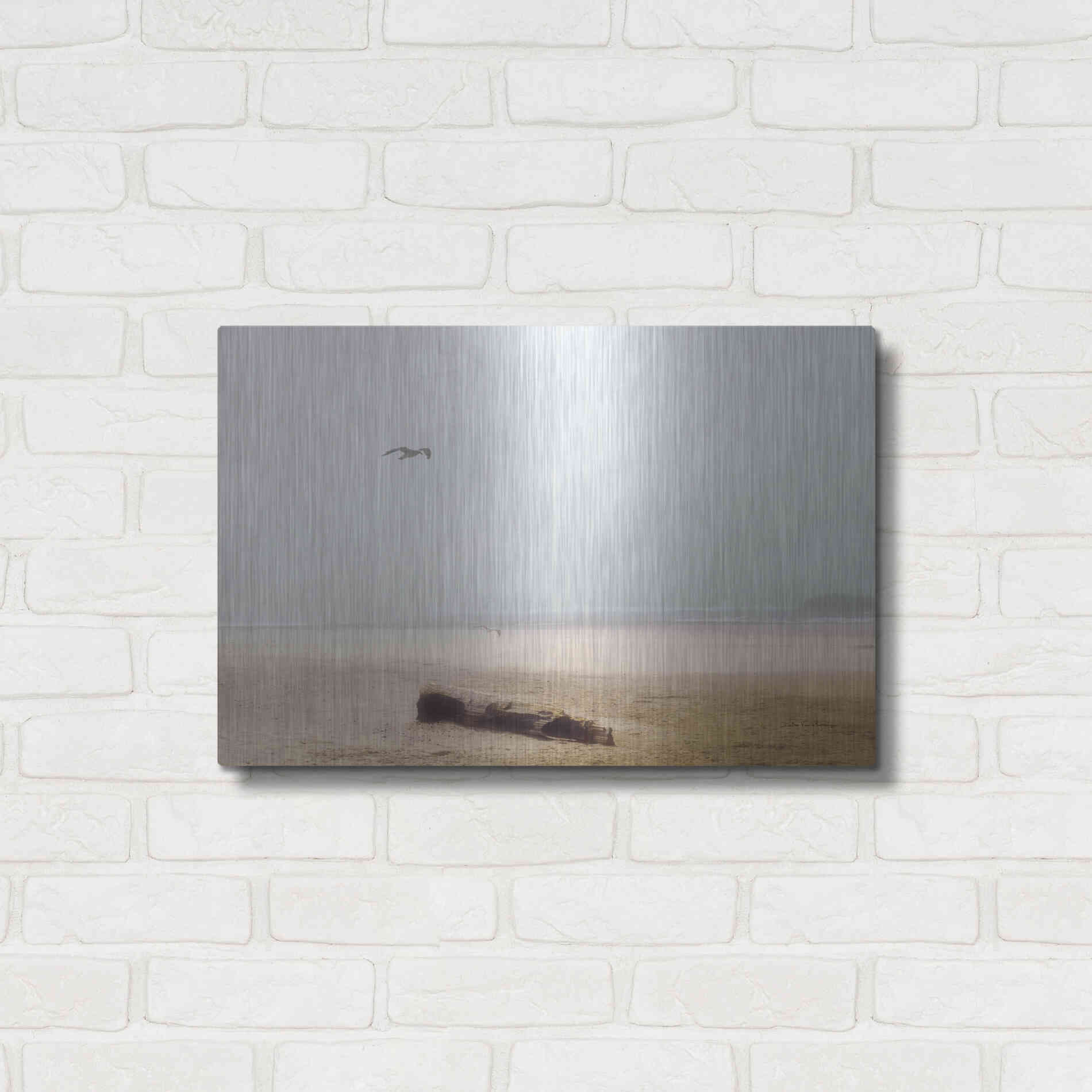 Luxe Metal Art 'Cold Beach III' by Debra Van Swearingen, Metal Wall Art,24x16