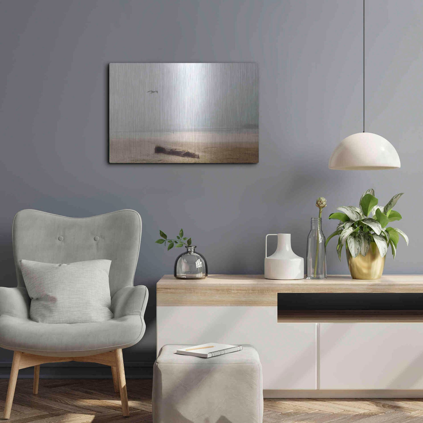 Luxe Metal Art 'Cold Beach III' by Debra Van Swearingen, Metal Wall Art,24x16