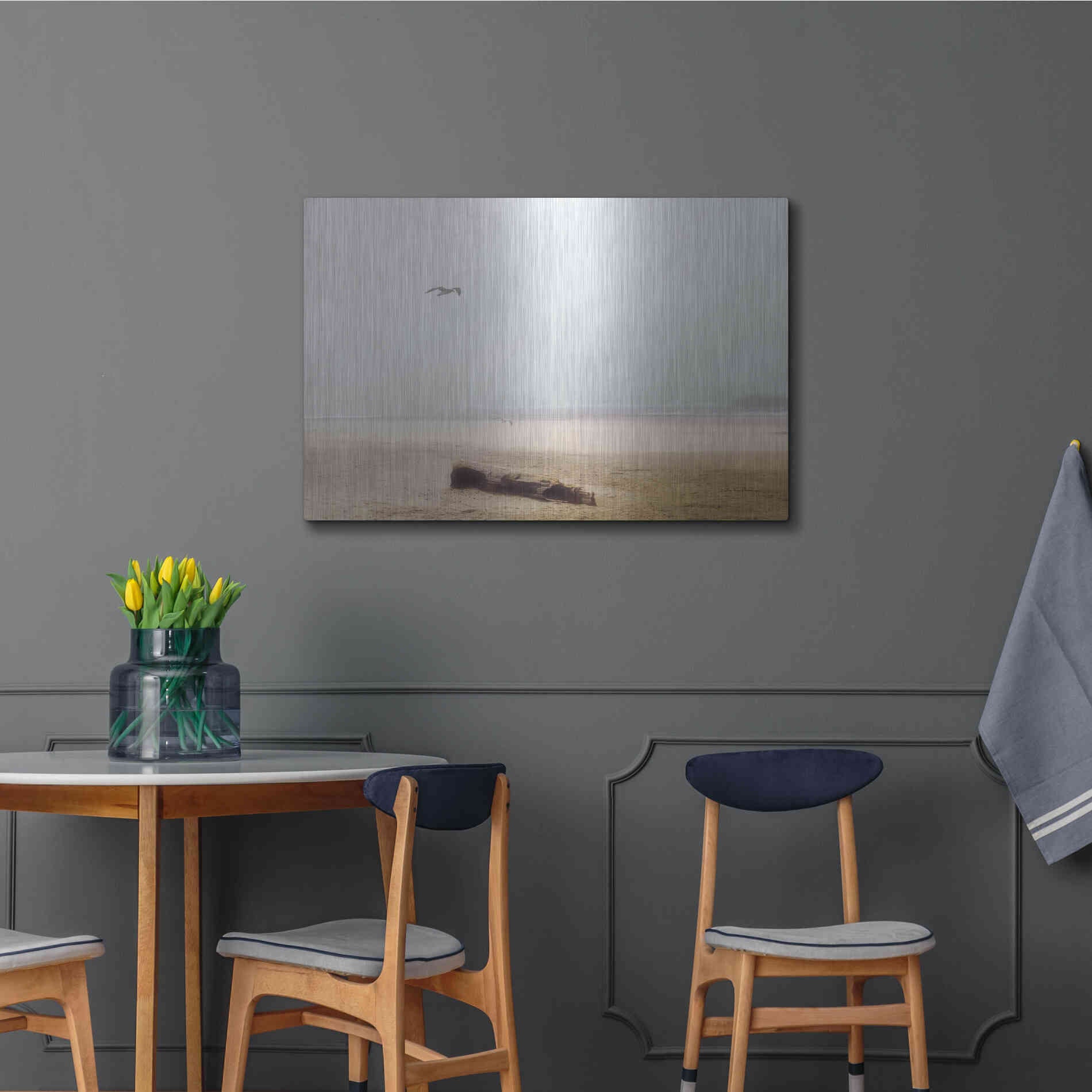 Luxe Metal Art 'Cold Beach III' by Debra Van Swearingen, Metal Wall Art,36x24