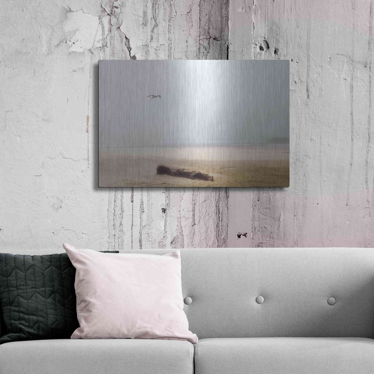 Luxe Metal Art 'Cold Beach III' by Debra Van Swearingen, Metal Wall Art,36x24
