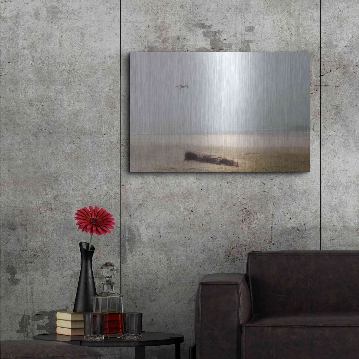 Luxe Metal Art 'Cold Beach III' by Debra Van Swearingen, Metal Wall Art,36x24