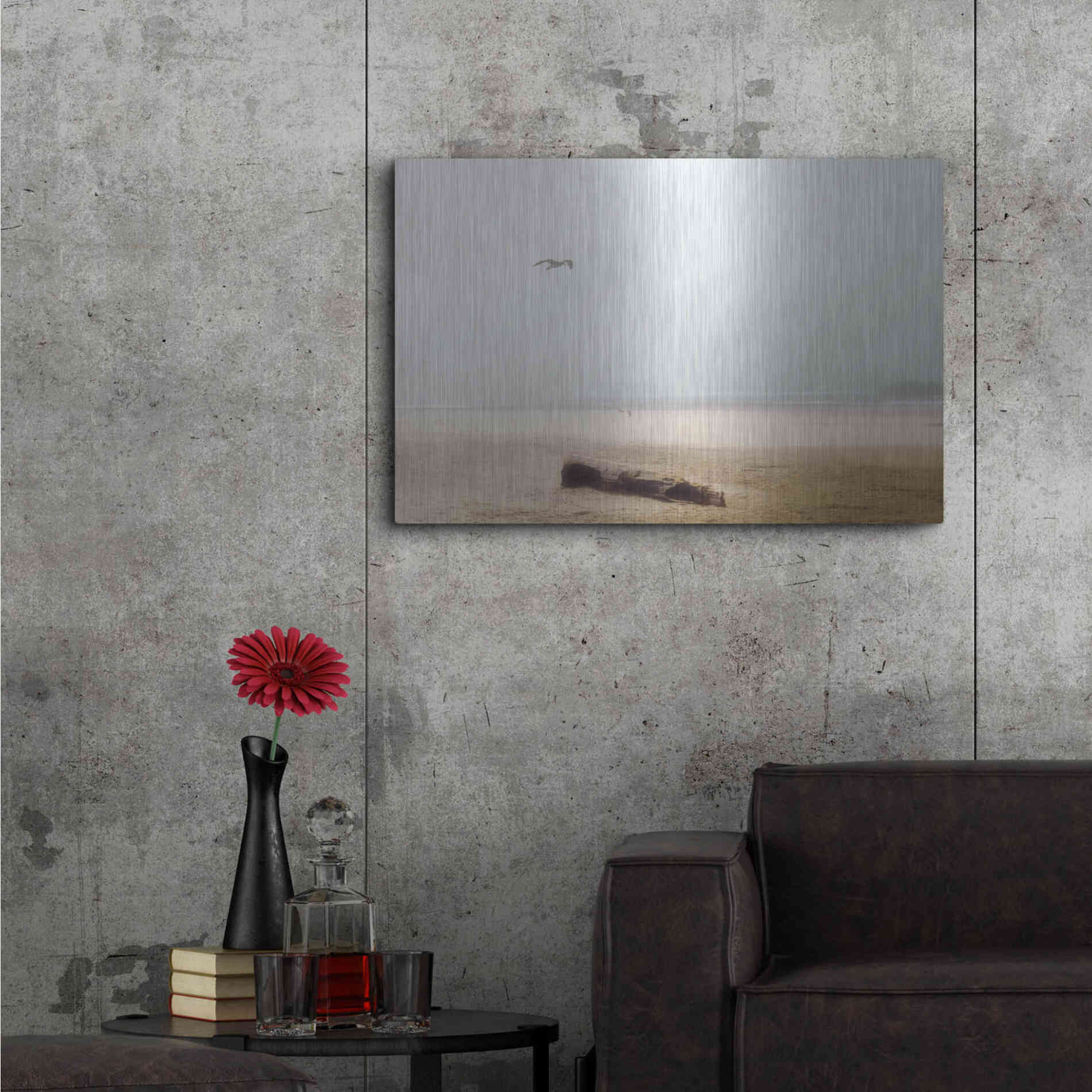 Luxe Metal Art 'Cold Beach III' by Debra Van Swearingen, Metal Wall Art,36x24