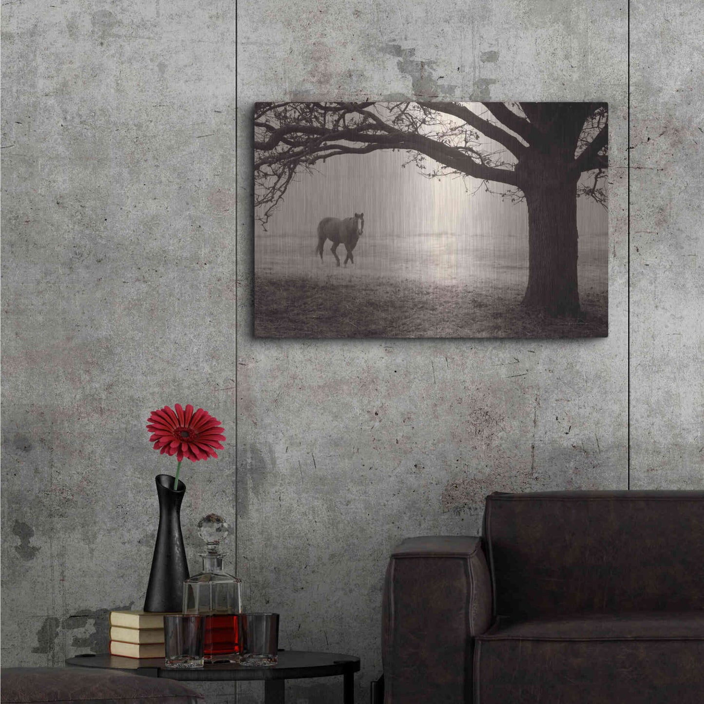 Luxe Metal Art 'Hazy Horse I' by Debra Van Swearingen, Metal Wall Art,36x24