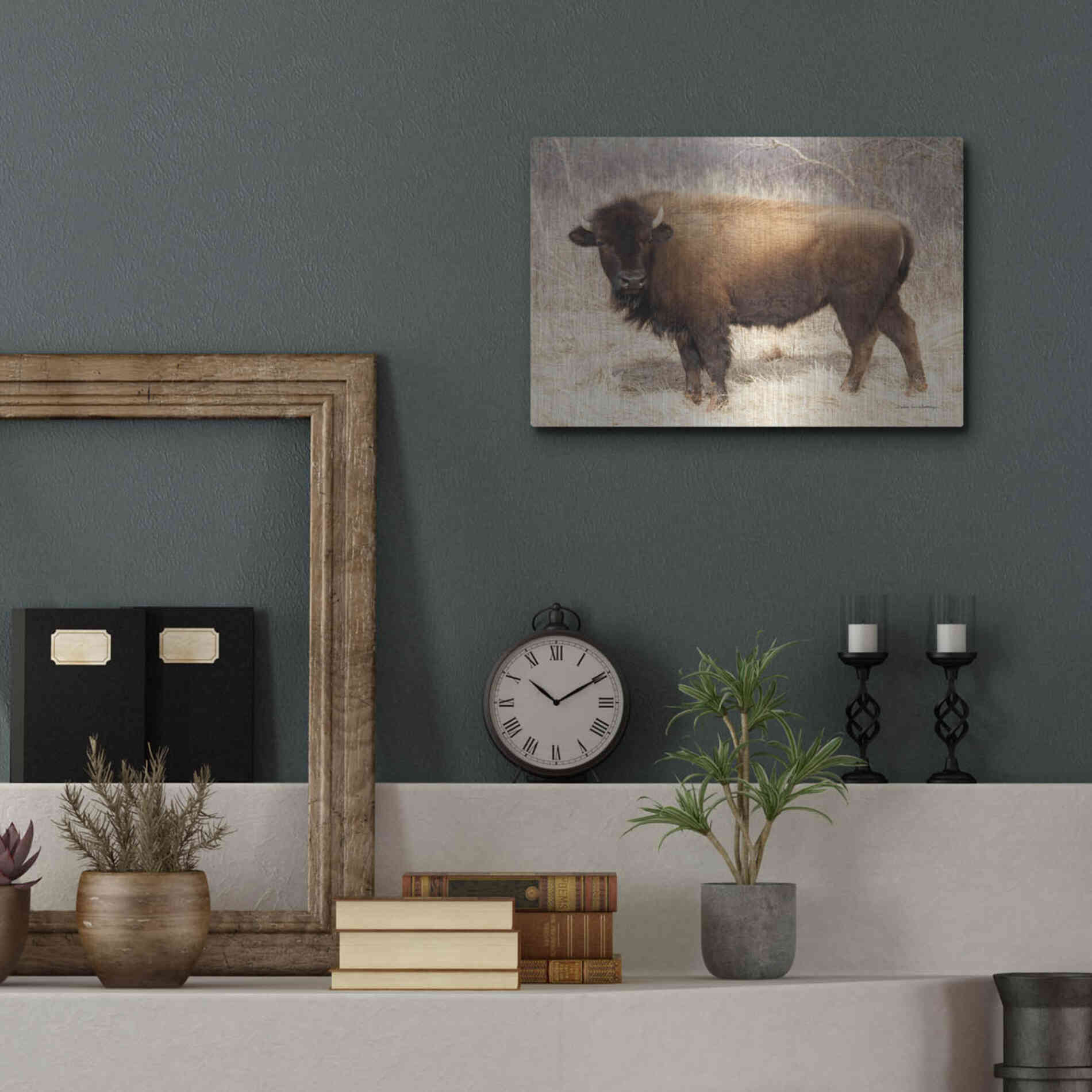 Luxe Metal Art 'American Bison I' by Debra Van Swearingen, Metal Wall Art,16x12