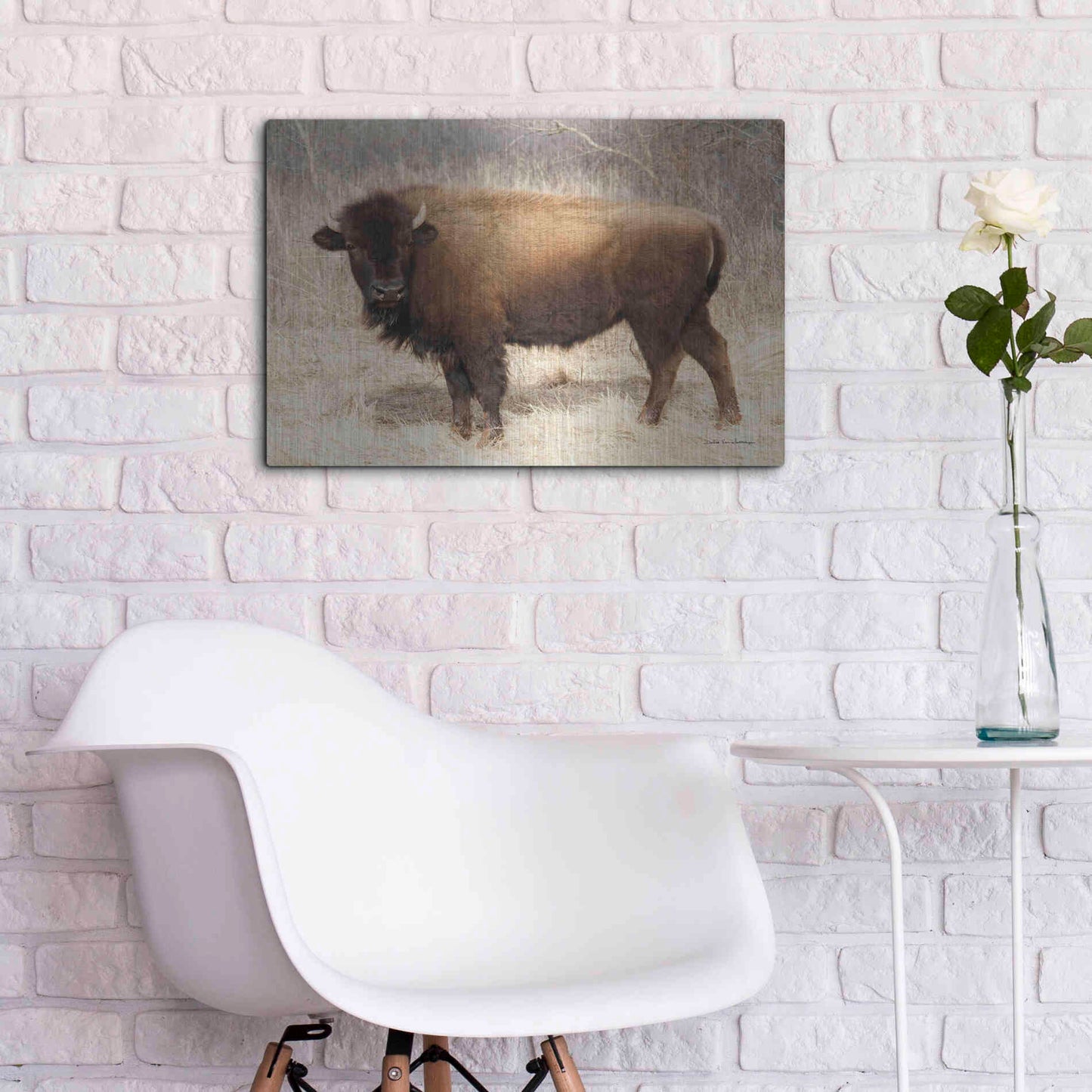 Luxe Metal Art 'American Bison I' by Debra Van Swearingen, Metal Wall Art,24x16
