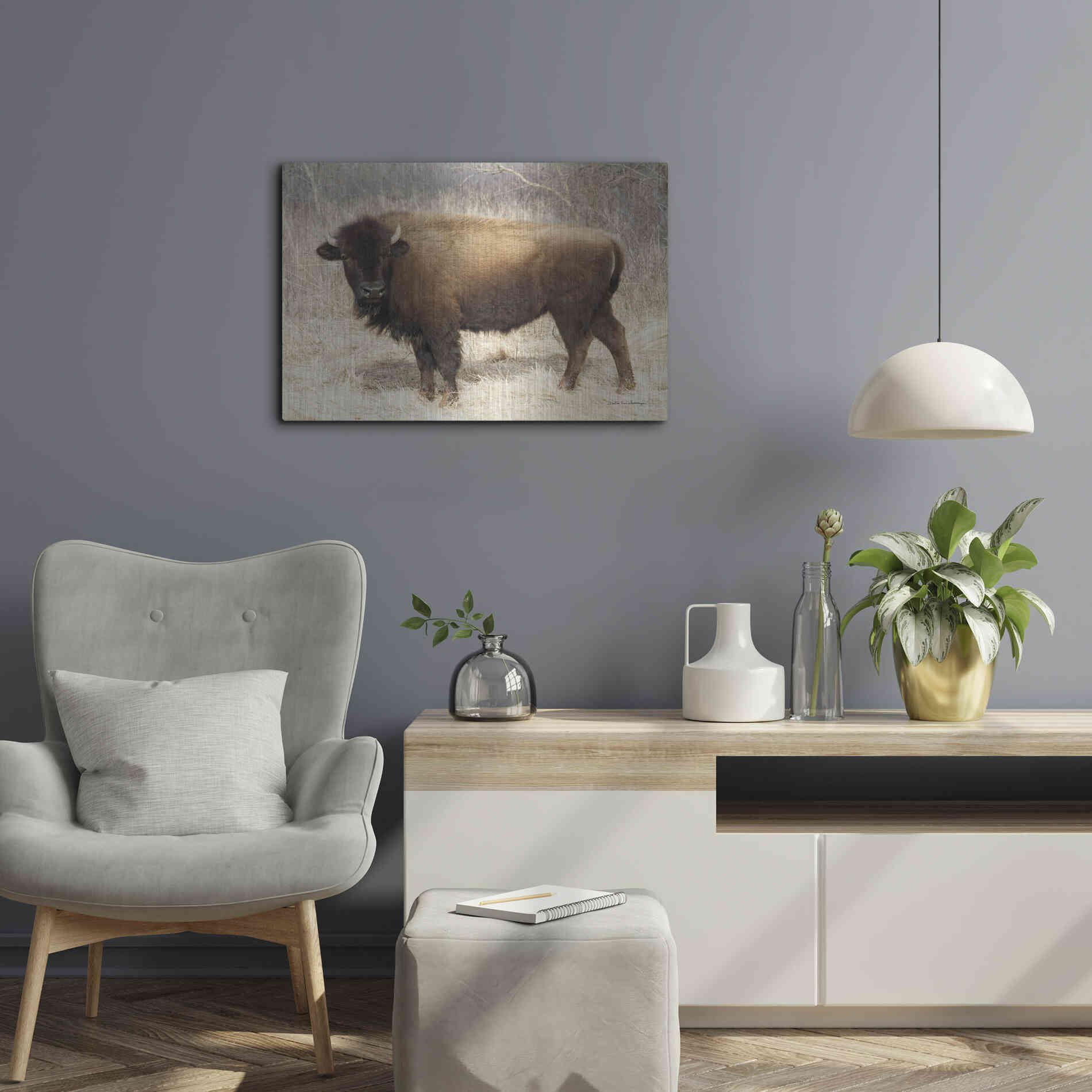 Luxe Metal Art 'American Bison I' by Debra Van Swearingen, Metal Wall Art,24x16