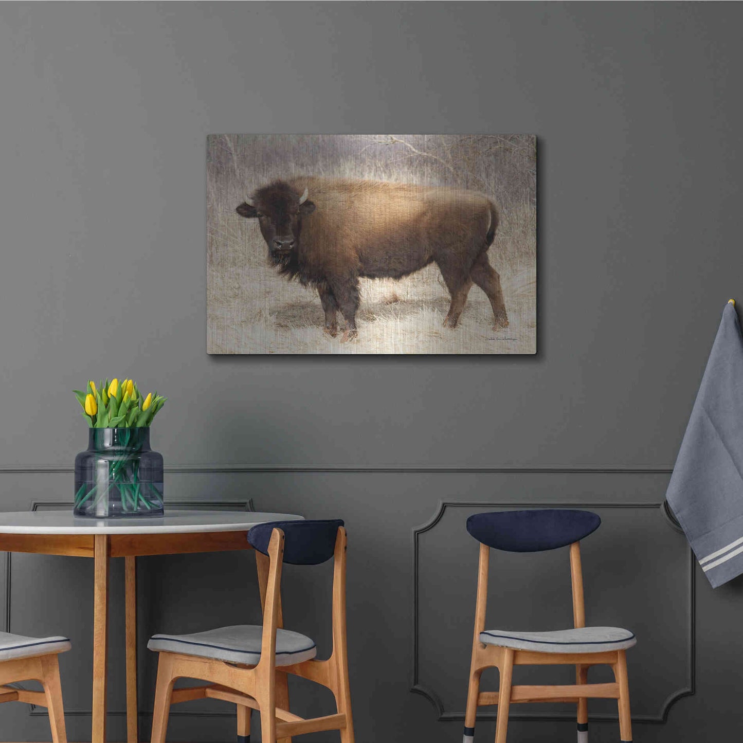 Luxe Metal Art 'American Bison I' by Debra Van Swearingen, Metal Wall Art,36x24