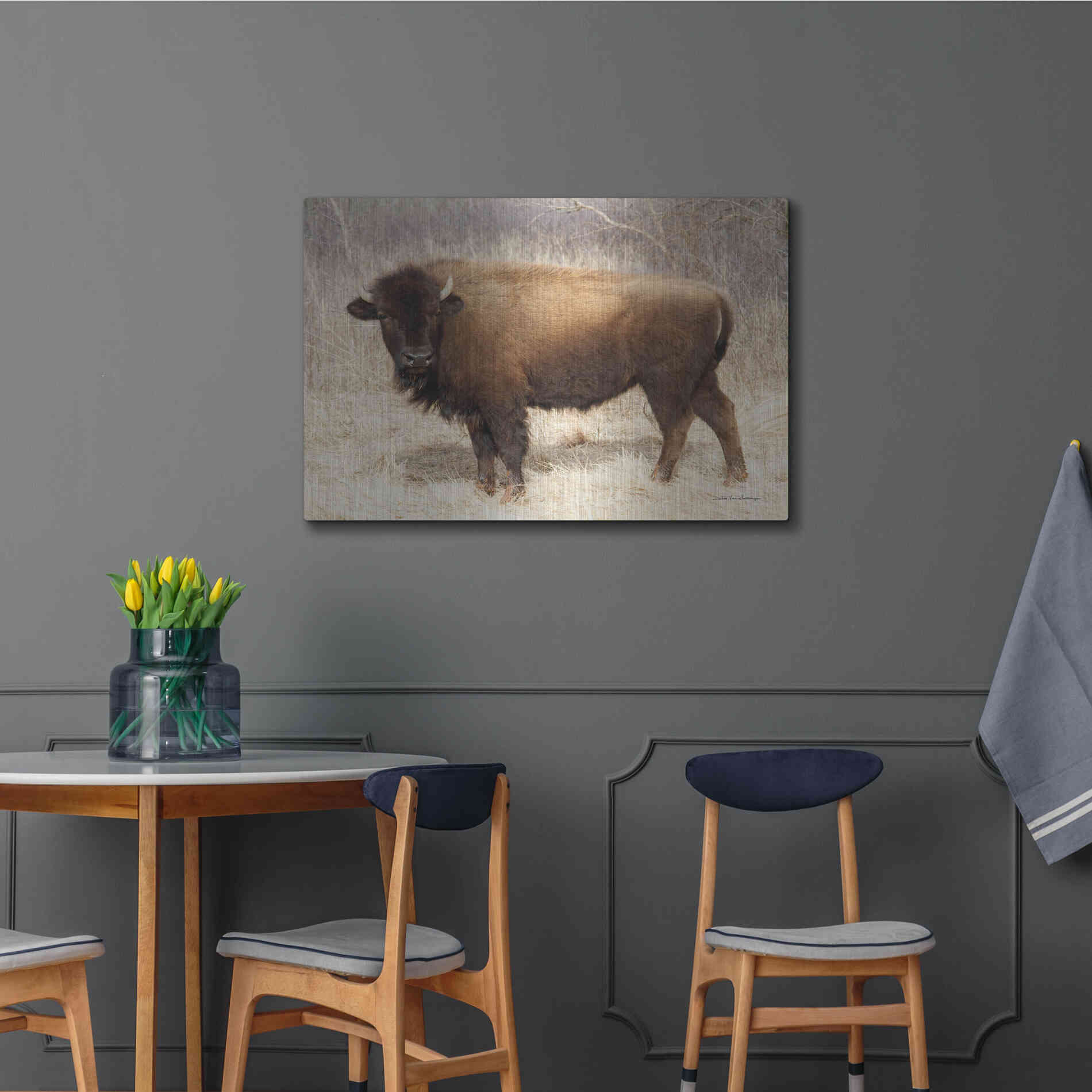 Luxe Metal Art 'American Bison I' by Debra Van Swearingen, Metal Wall Art,36x24