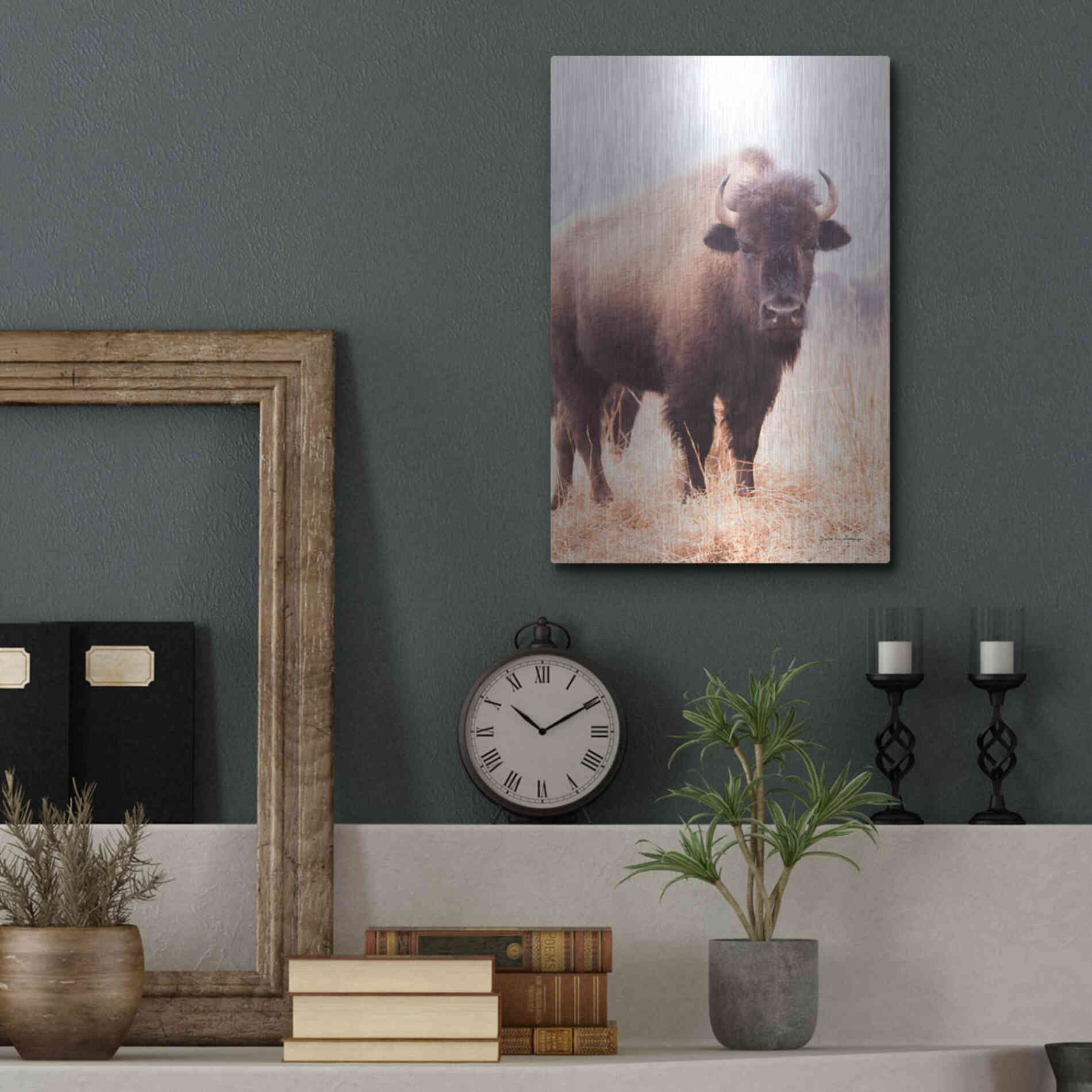 Luxe Metal Art 'American Bison V' by Debra Van Swearingen, Metal Wall Art,12x16