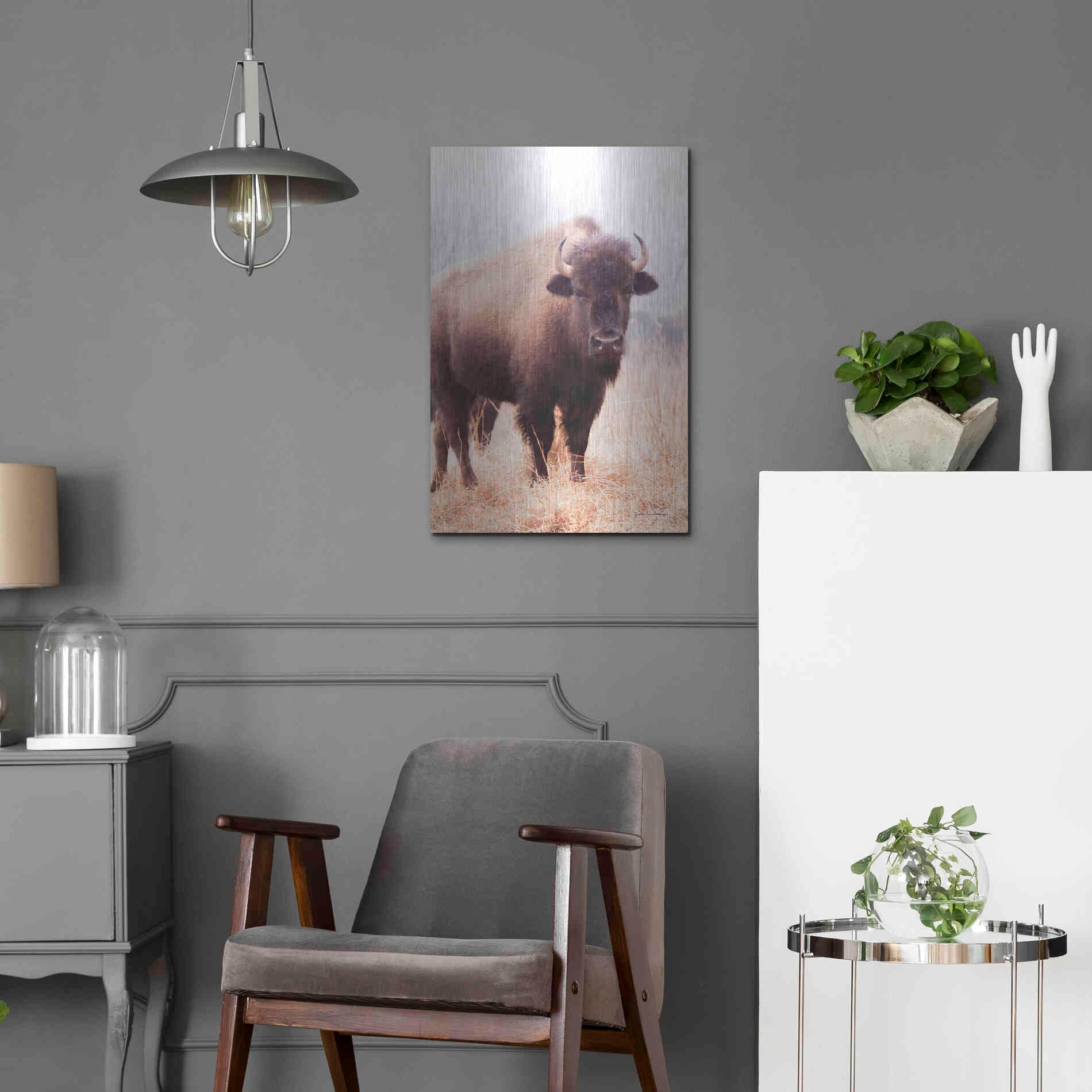 Luxe Metal Art 'American Bison V' by Debra Van Swearingen, Metal Wall Art,16x24
