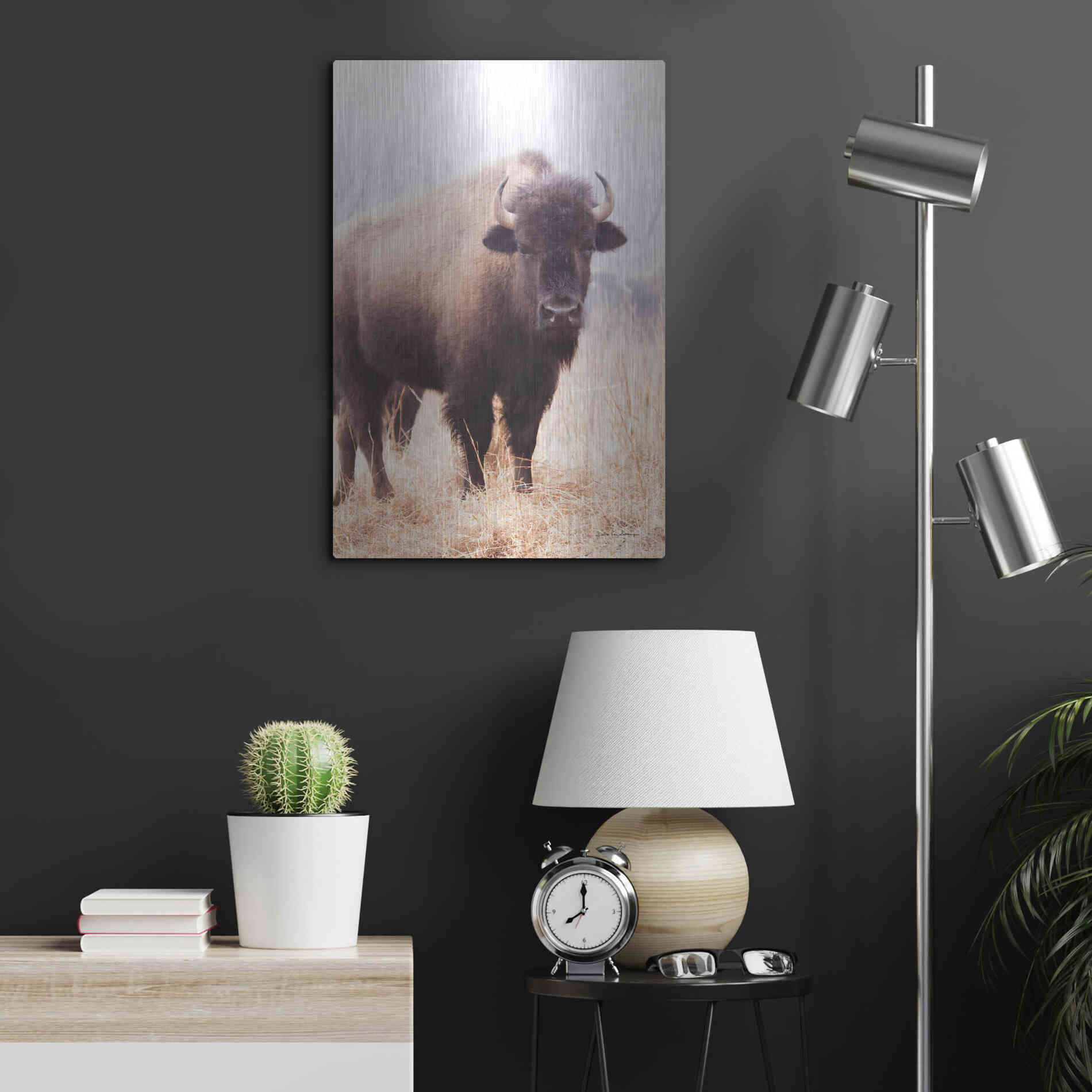 Luxe Metal Art 'American Bison V' by Debra Van Swearingen, Metal Wall Art,16x24