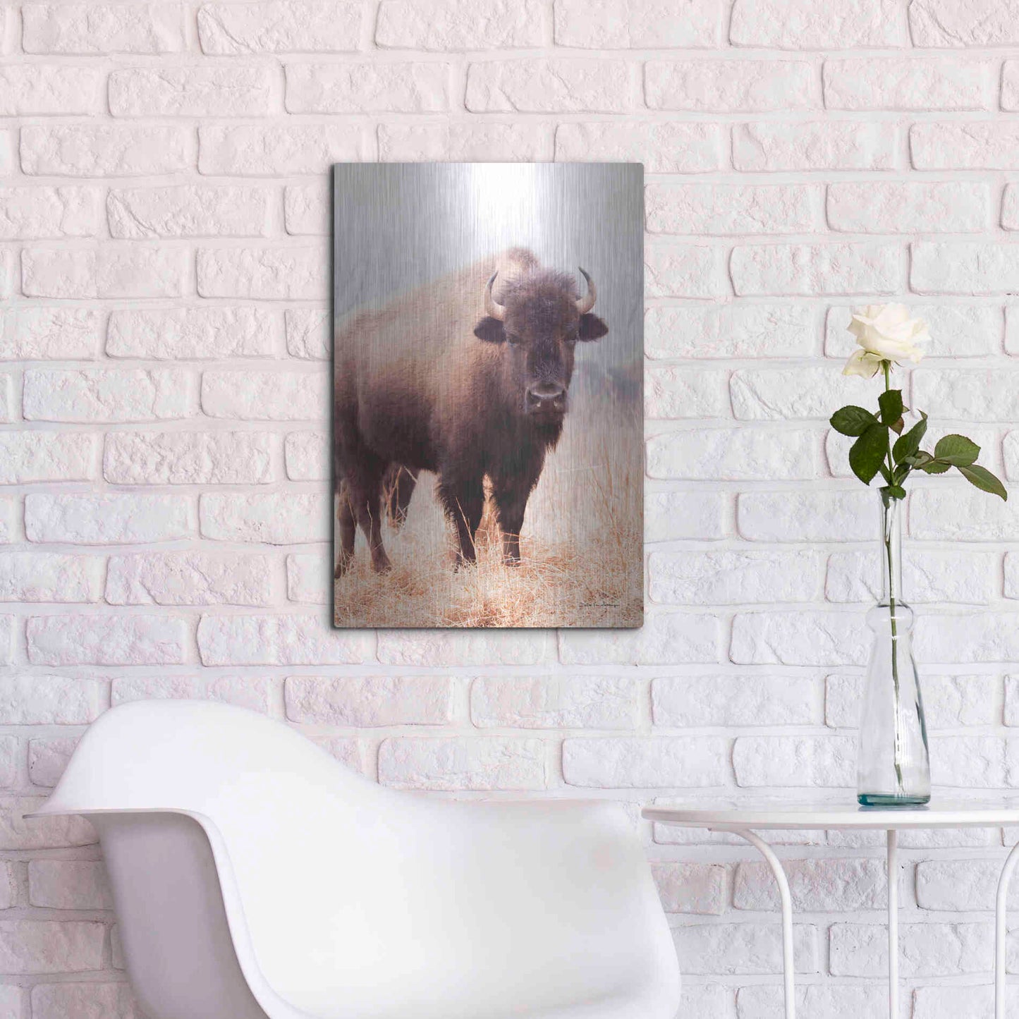 Luxe Metal Art 'American Bison V' by Debra Van Swearingen, Metal Wall Art,16x24