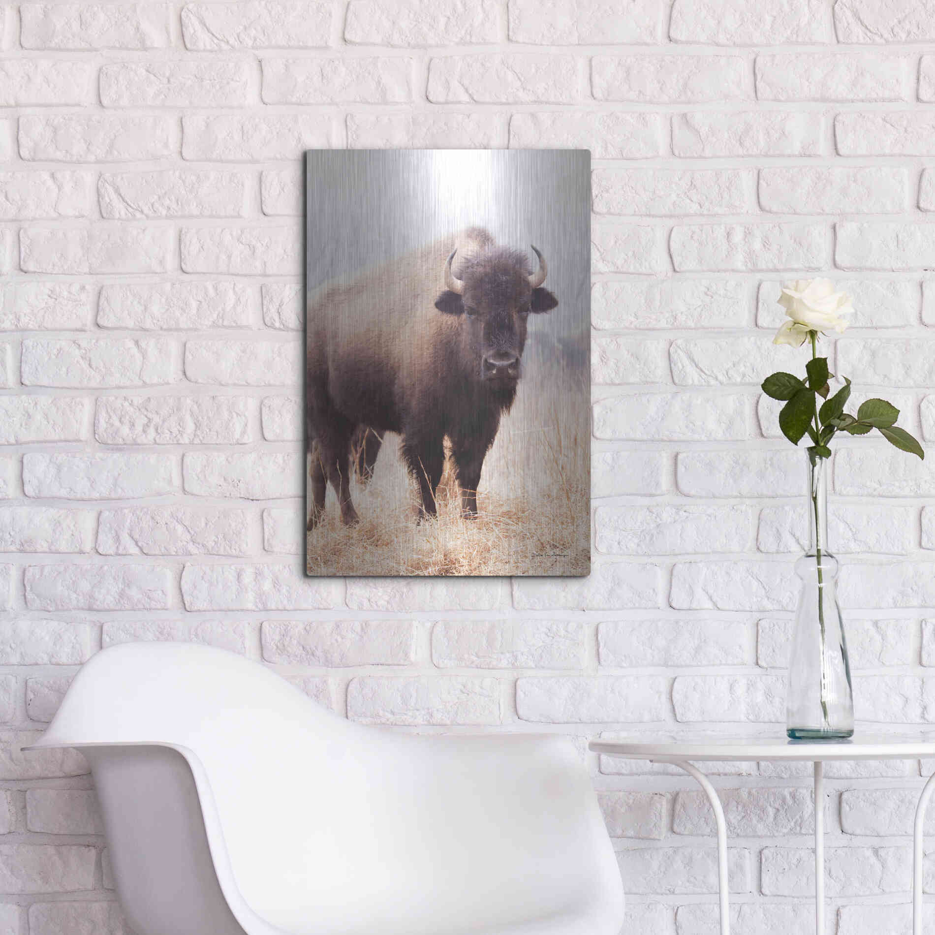 Luxe Metal Art 'American Bison V' by Debra Van Swearingen, Metal Wall Art,16x24