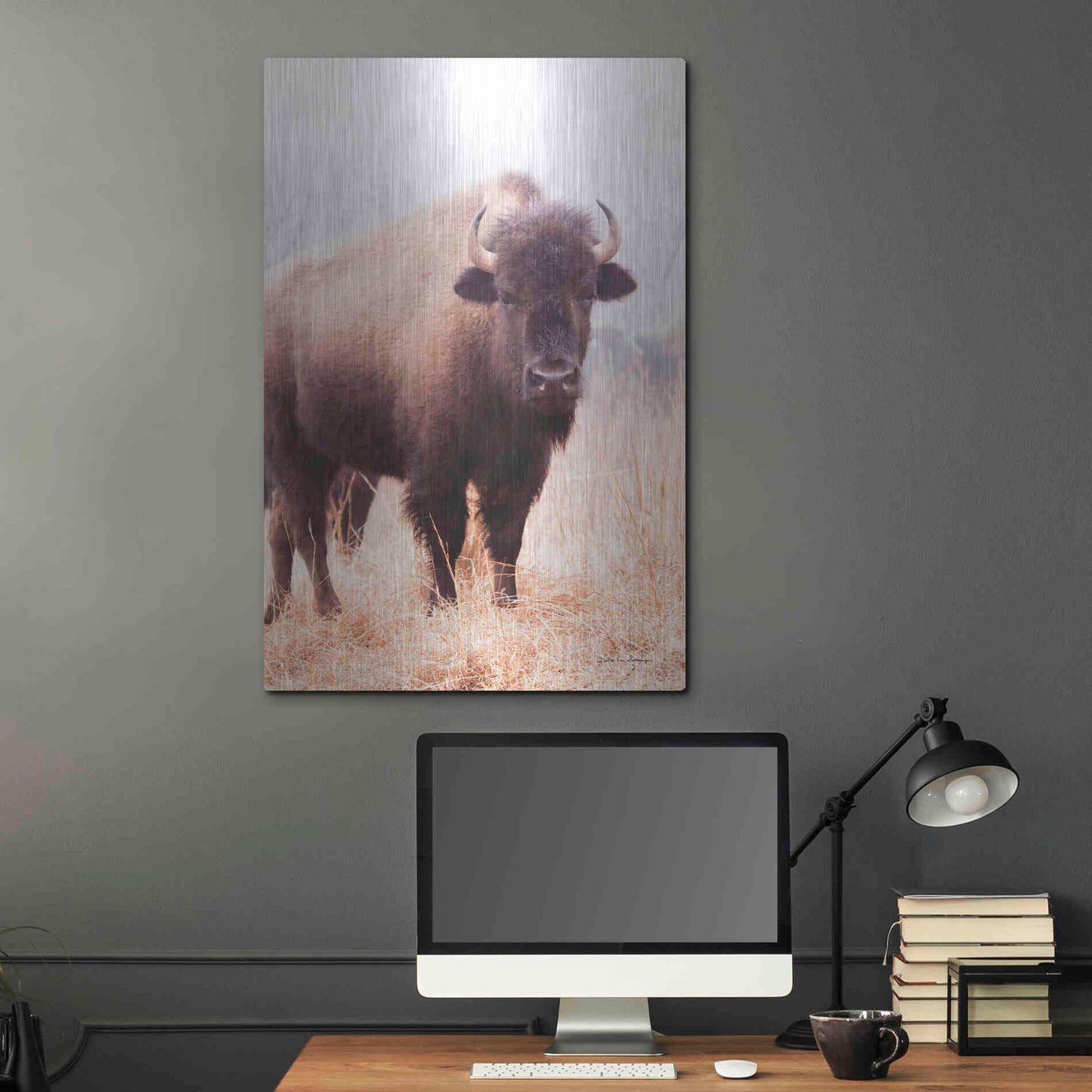 Luxe Metal Art 'American Bison V' by Debra Van Swearingen, Metal Wall Art,24x36