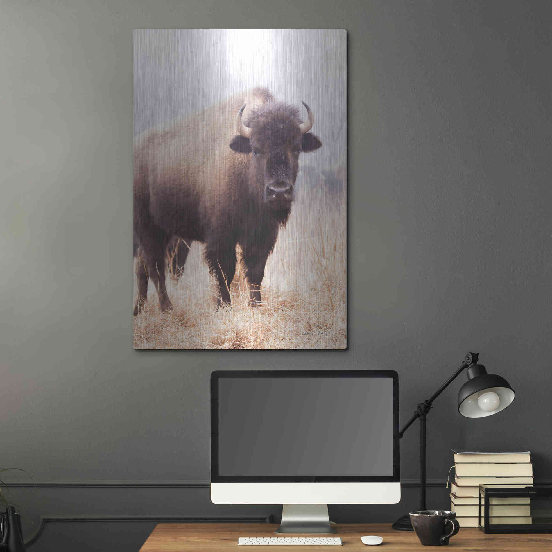 Luxe Metal Art 'American Bison V' by Debra Van Swearingen, Metal Wall Art,24x36
