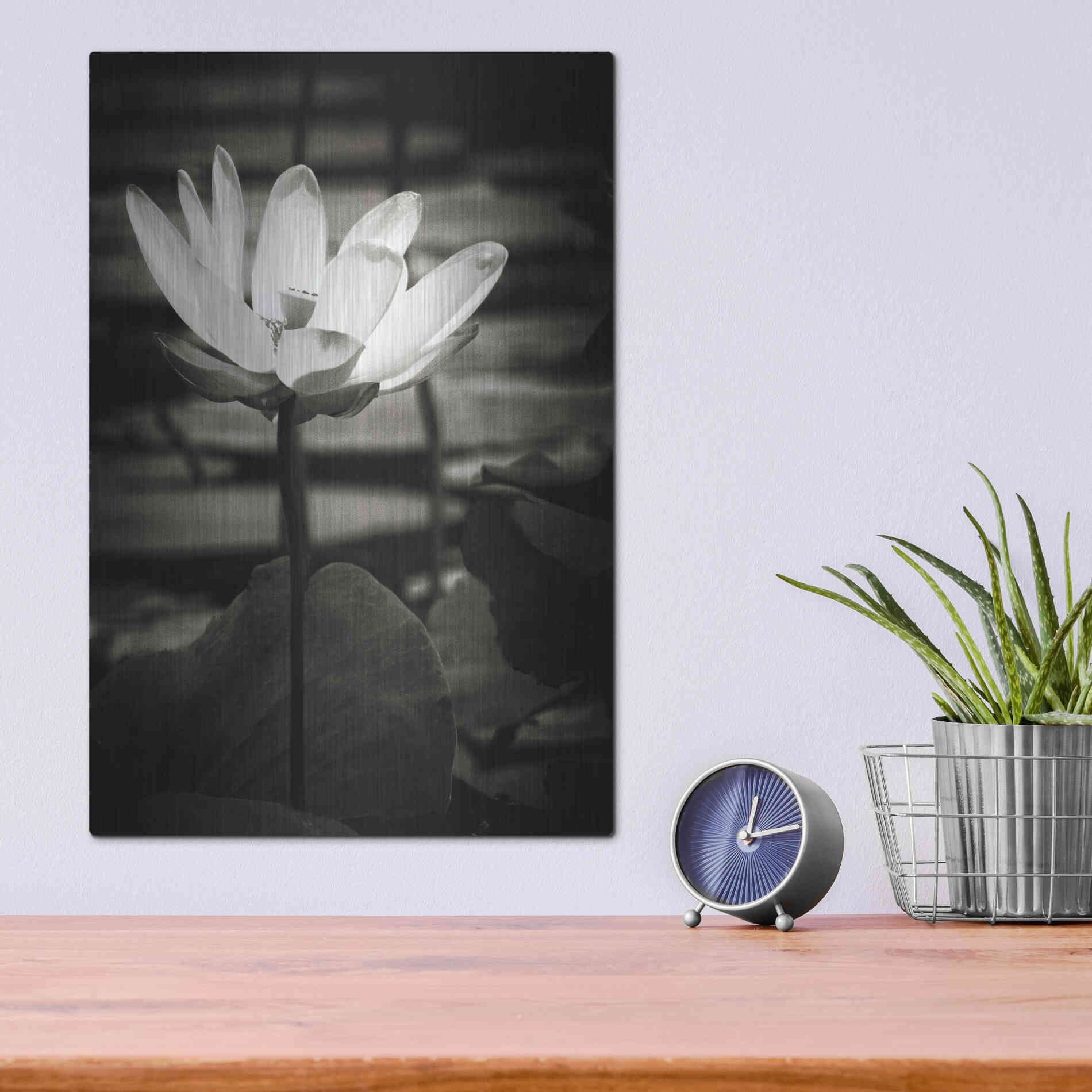 Luxe Metal Art 'Lotus Flower VIII' by Debra Van Swearingen, Metal Wall Art,12x16