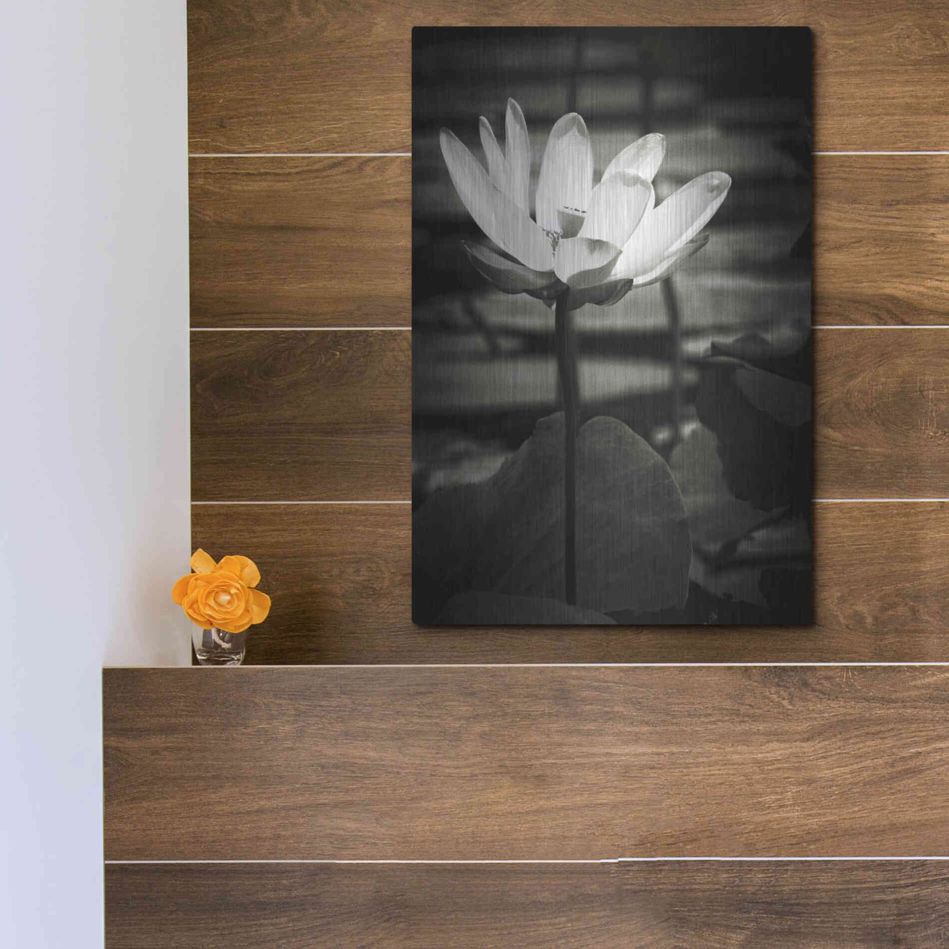 Luxe Metal Art 'Lotus Flower VIII' by Debra Van Swearingen, Metal Wall Art,12x16