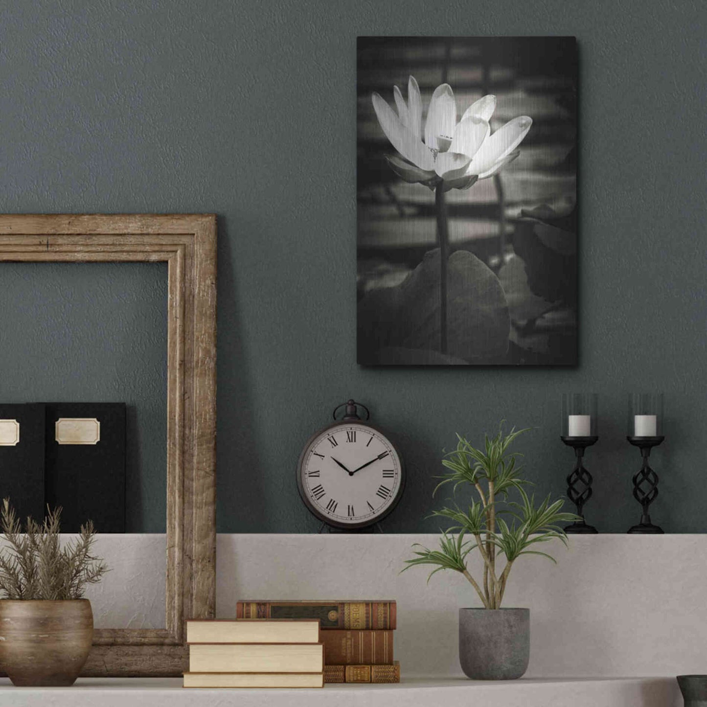 Luxe Metal Art 'Lotus Flower VIII' by Debra Van Swearingen, Metal Wall Art,12x16