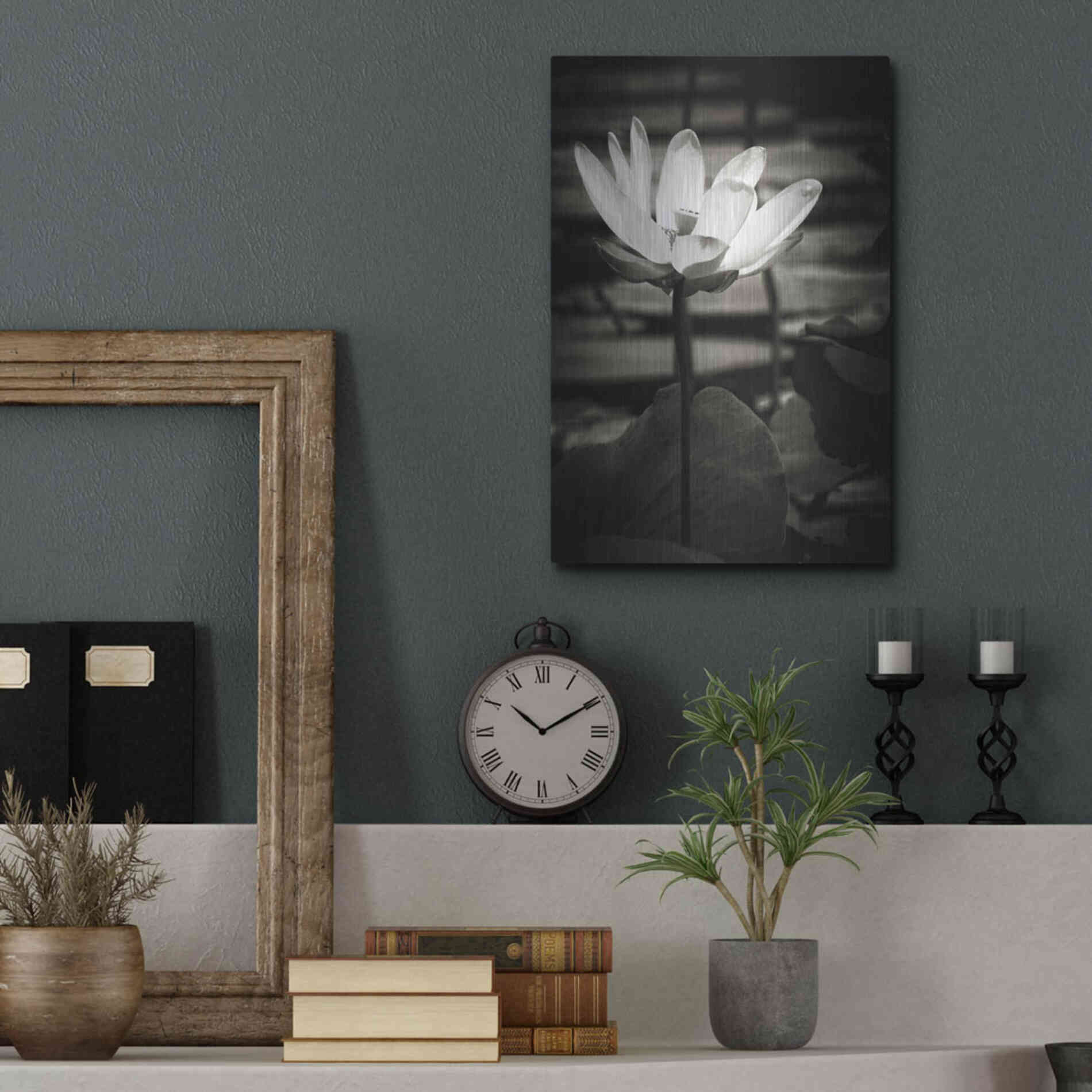 Luxe Metal Art 'Lotus Flower VIII' by Debra Van Swearingen, Metal Wall Art,12x16