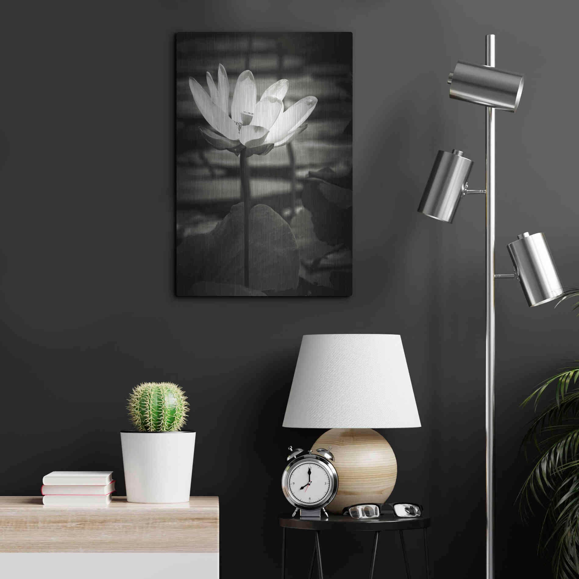 Luxe Metal Art 'Lotus Flower VIII' by Debra Van Swearingen, Metal Wall Art,16x24