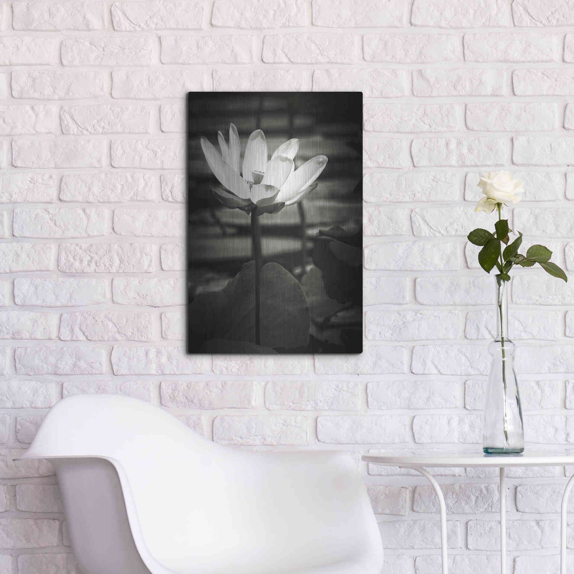 Luxe Metal Art 'Lotus Flower VIII' by Debra Van Swearingen, Metal Wall Art,16x24