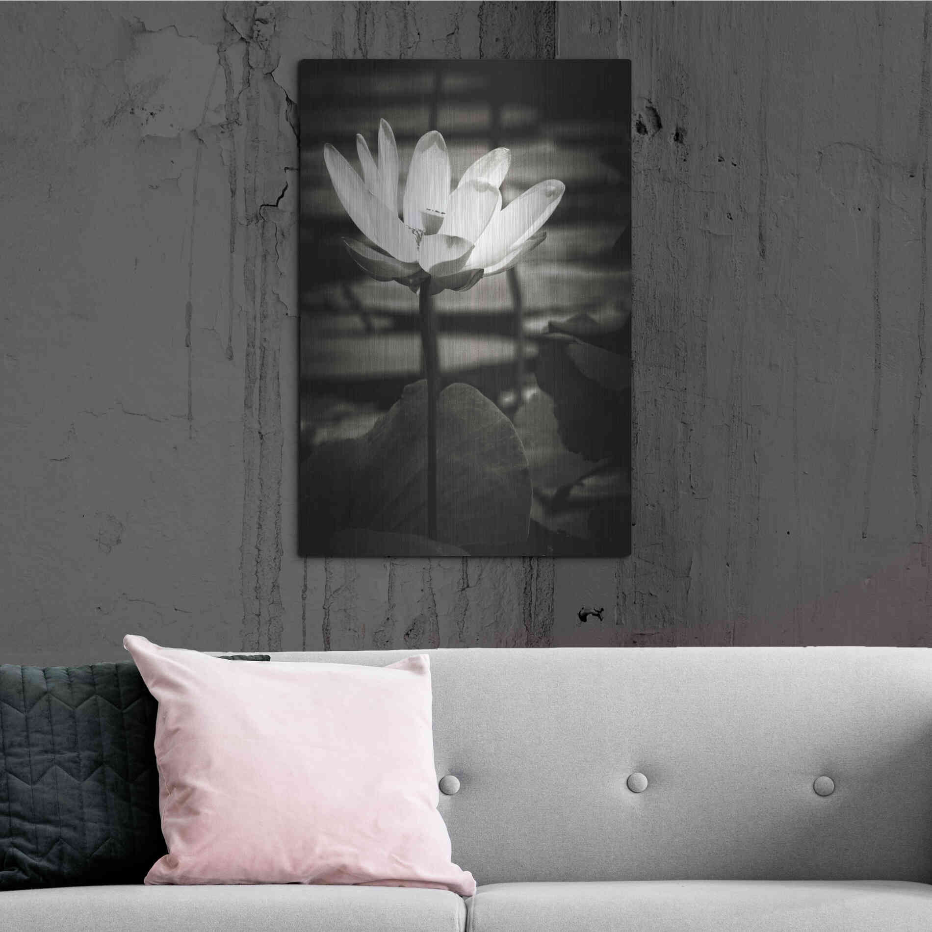 Luxe Metal Art 'Lotus Flower VIII' by Debra Van Swearingen, Metal Wall Art,24x36