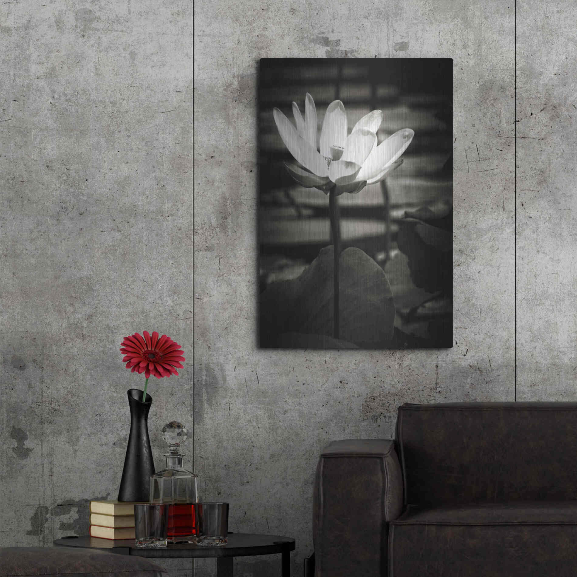 Luxe Metal Art 'Lotus Flower VIII' by Debra Van Swearingen, Metal Wall Art,24x36