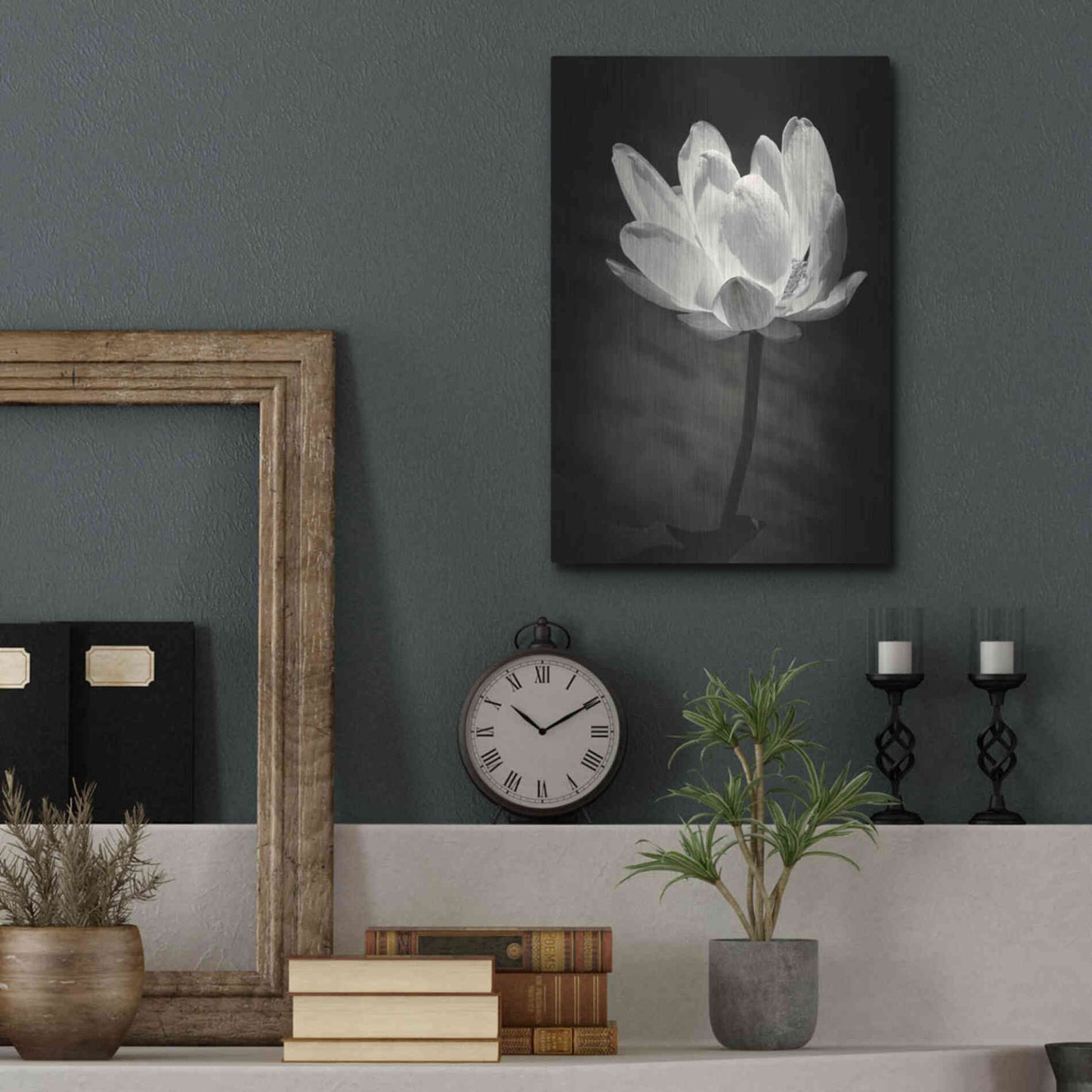 Luxe Metal Art 'Lotus Flower X' by Debra Van Swearingen, Metal Wall Art,12x16