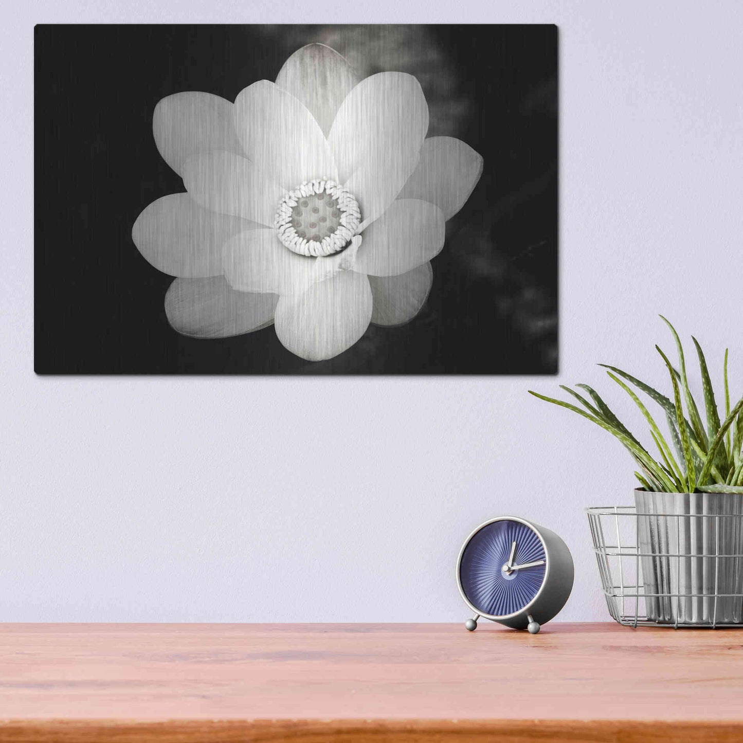 Luxe Metal Art 'Lotus Flower III' by Debra Van Swearingen, Metal Wall Art,16x12