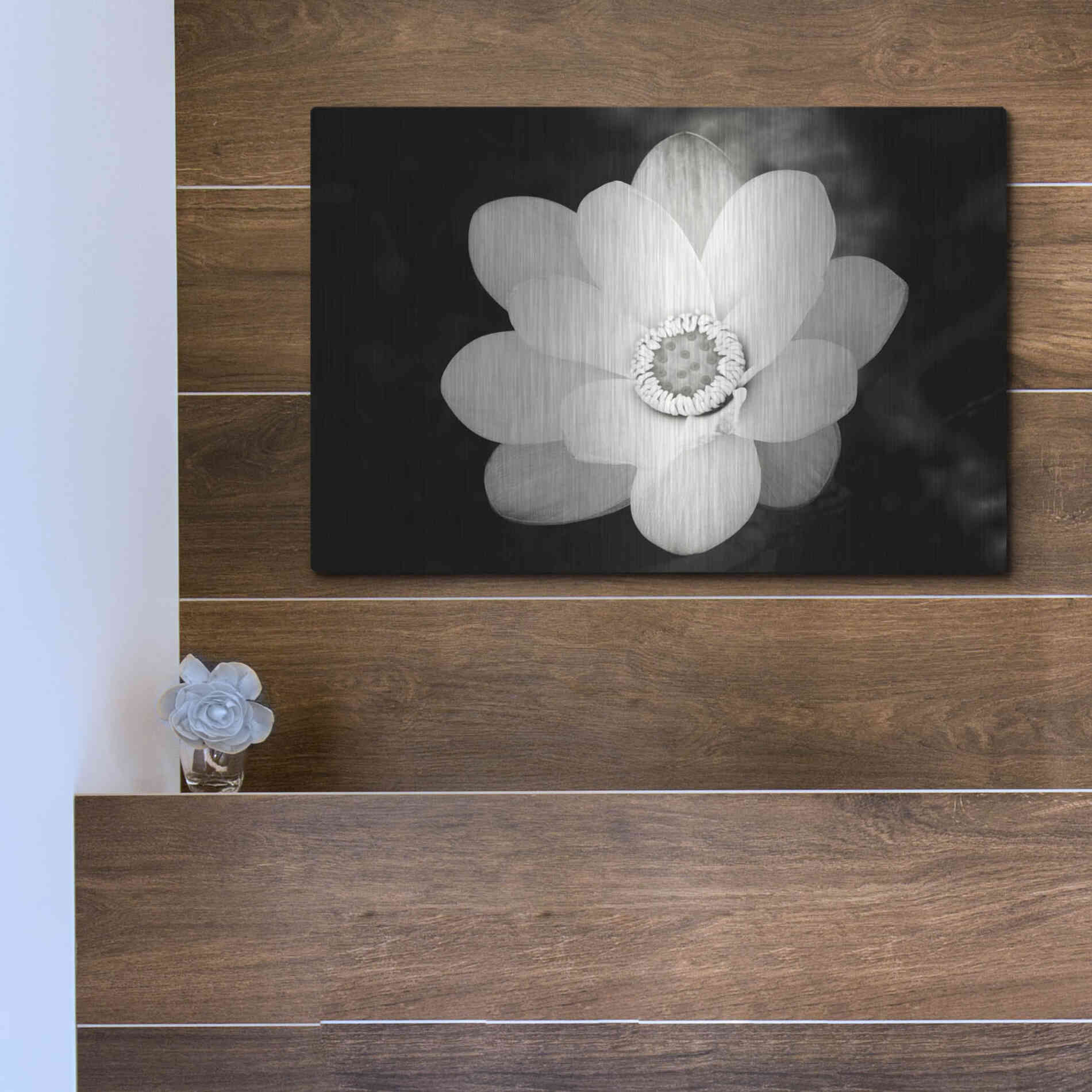 Luxe Metal Art 'Lotus Flower III' by Debra Van Swearingen, Metal Wall Art,16x12