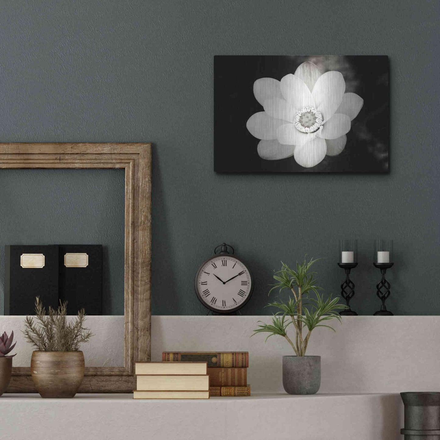Luxe Metal Art 'Lotus Flower III' by Debra Van Swearingen, Metal Wall Art,16x12