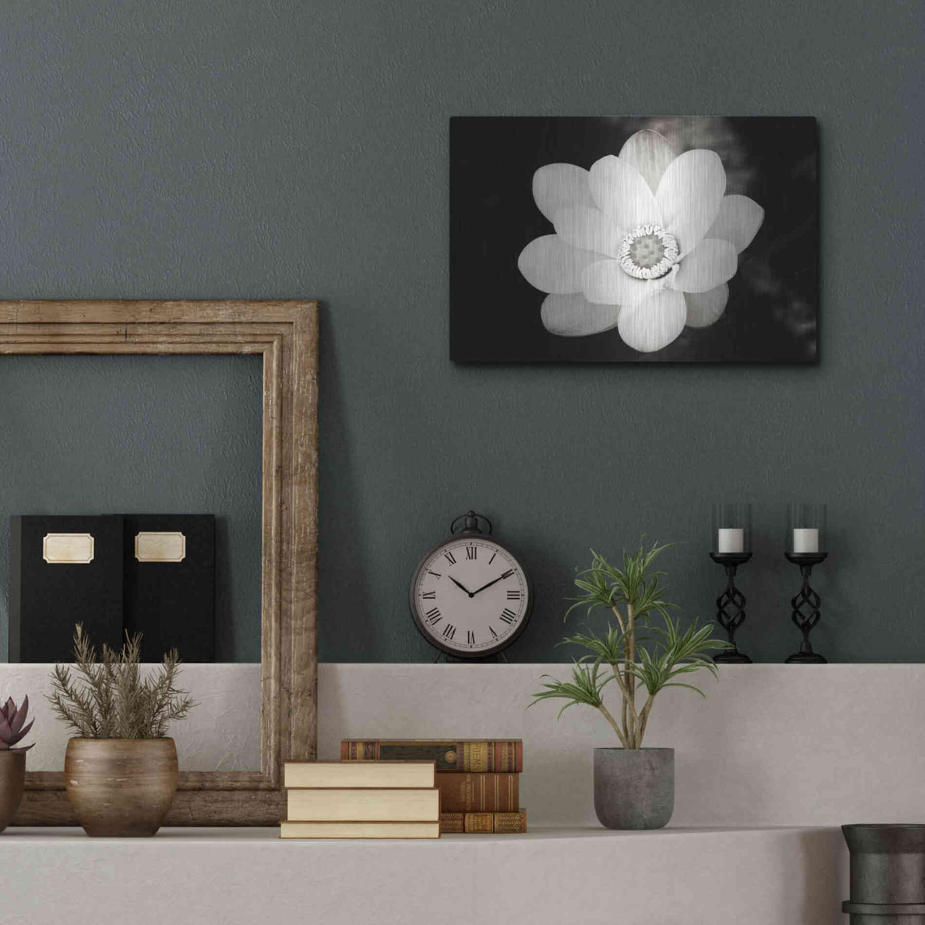 Luxe Metal Art 'Lotus Flower III' by Debra Van Swearingen, Metal Wall Art,16x12