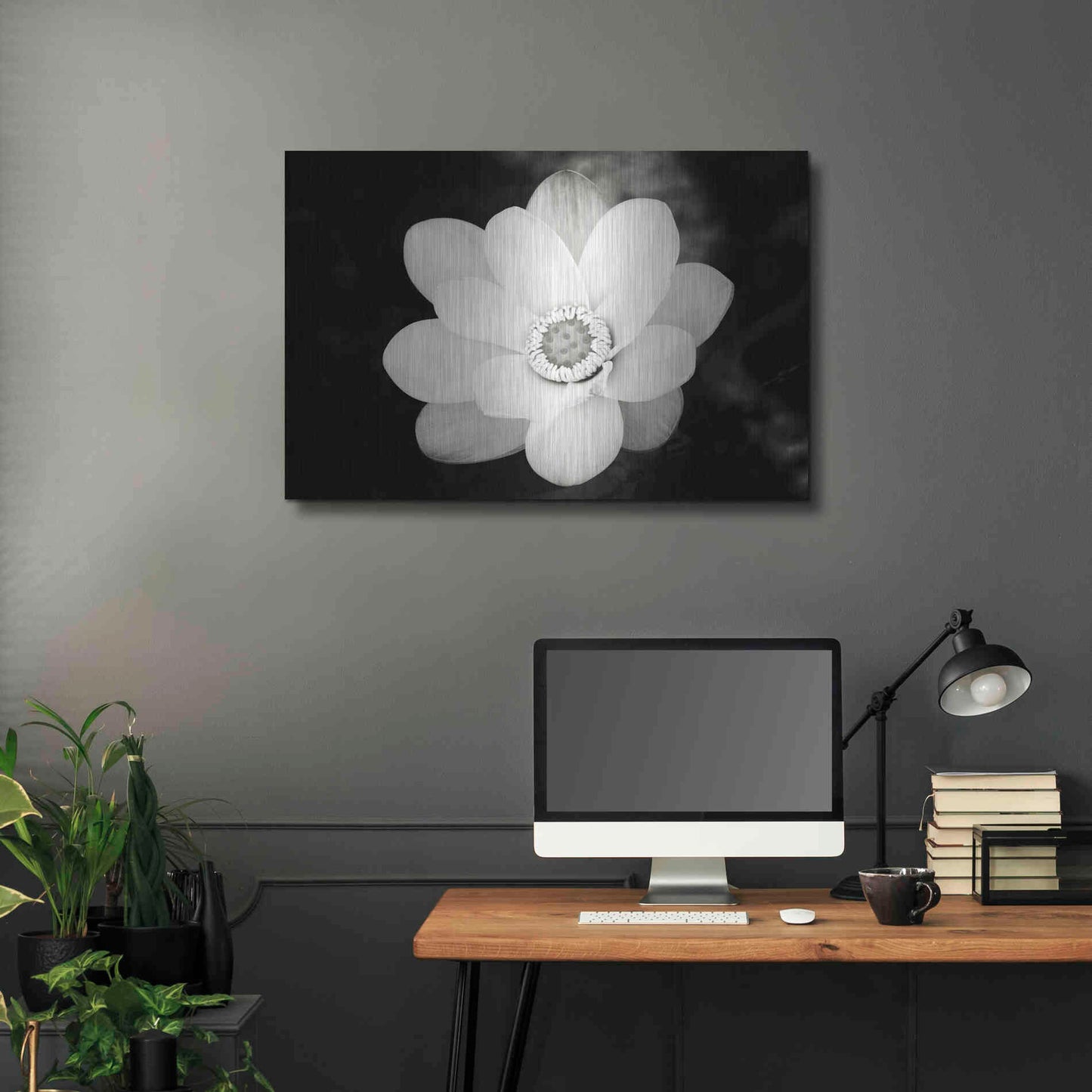 Luxe Metal Art 'Lotus Flower III' by Debra Van Swearingen, Metal Wall Art,36x24