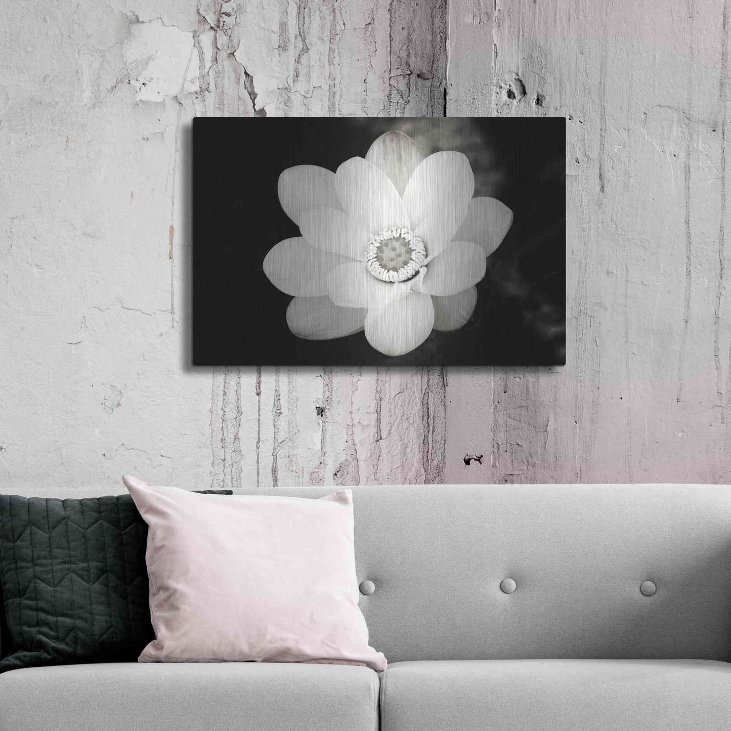 Luxe Metal Art 'Lotus Flower III' by Debra Van Swearingen, Metal Wall Art,36x24