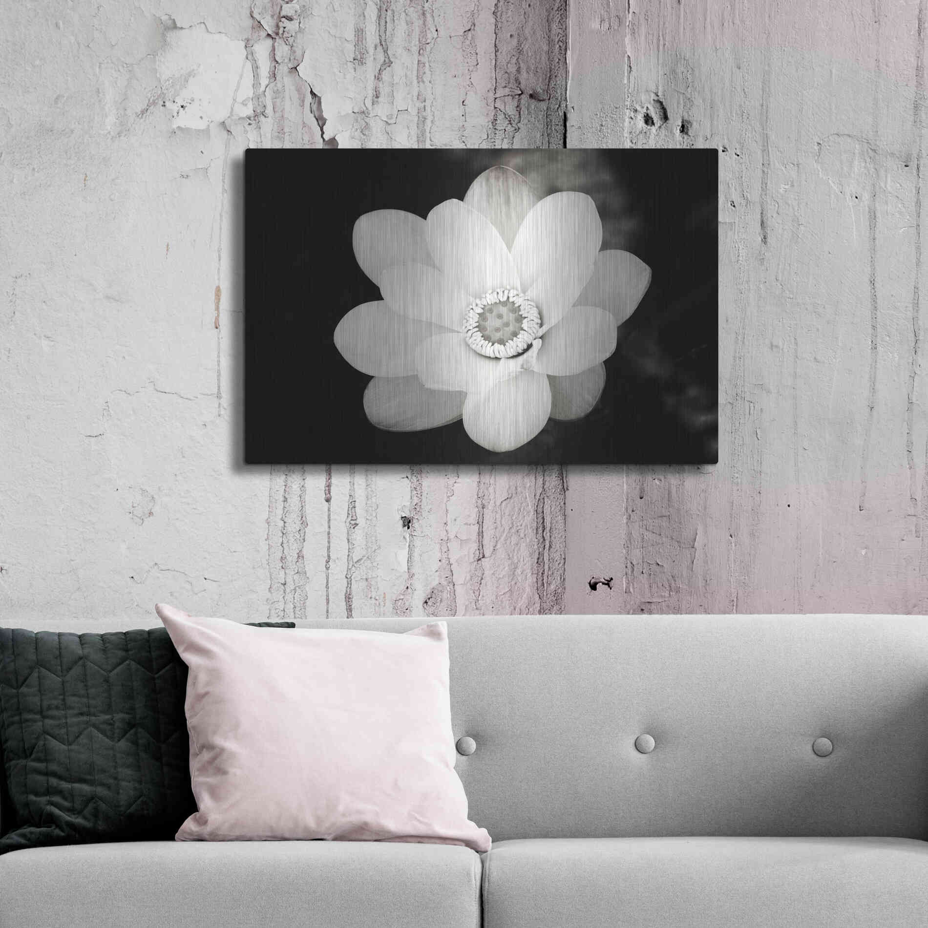 Luxe Metal Art 'Lotus Flower III' by Debra Van Swearingen, Metal Wall Art,36x24