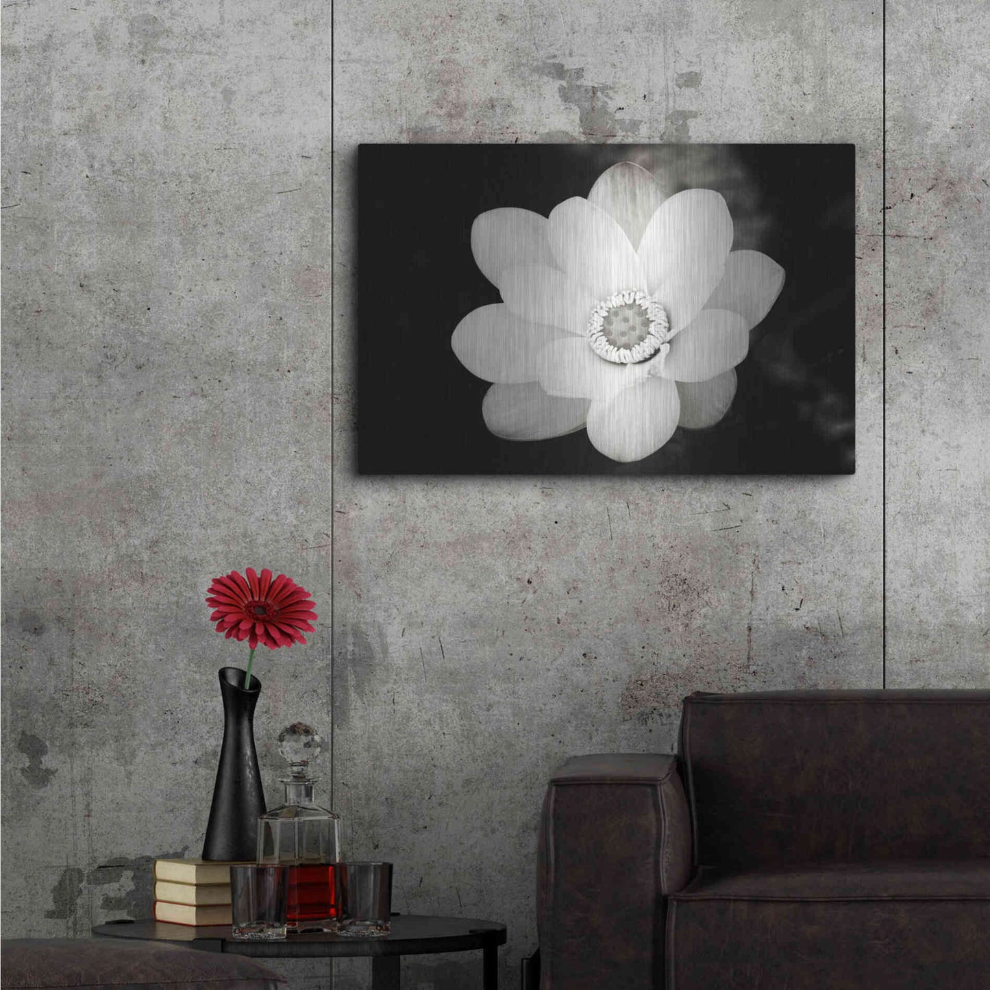Luxe Metal Art 'Lotus Flower III' by Debra Van Swearingen, Metal Wall Art,36x24