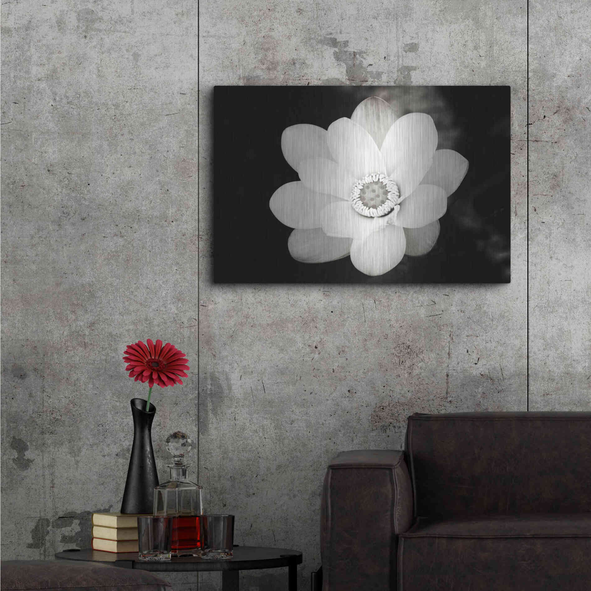 Luxe Metal Art 'Lotus Flower III' by Debra Van Swearingen, Metal Wall Art,36x24