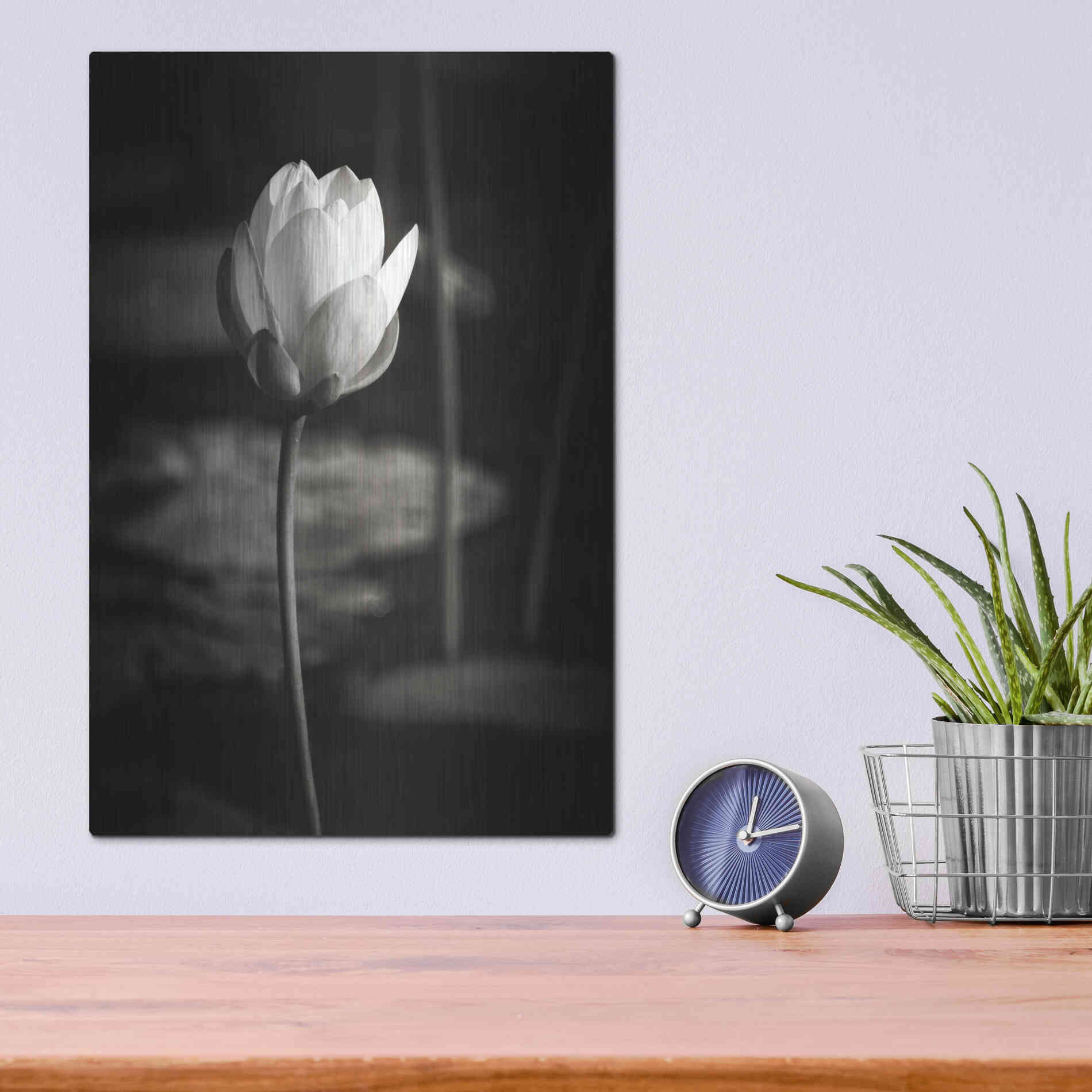 Luxe Metal Art 'Lotus Flower VI' by Debra Van Swearingen, Metal Wall Art,12x16